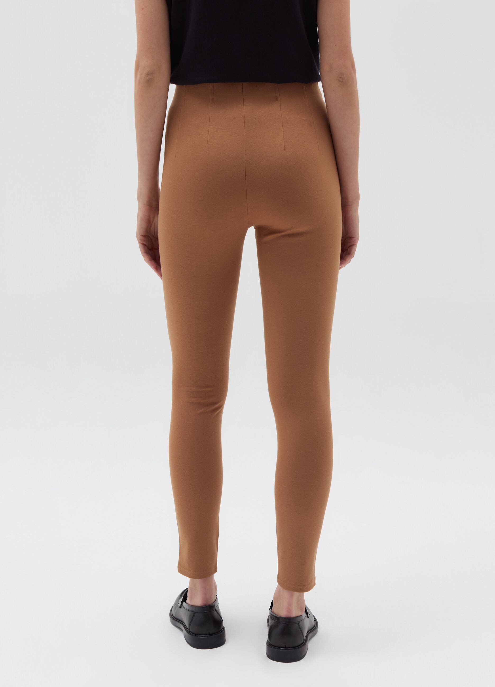 High-rise crop leggings with darts