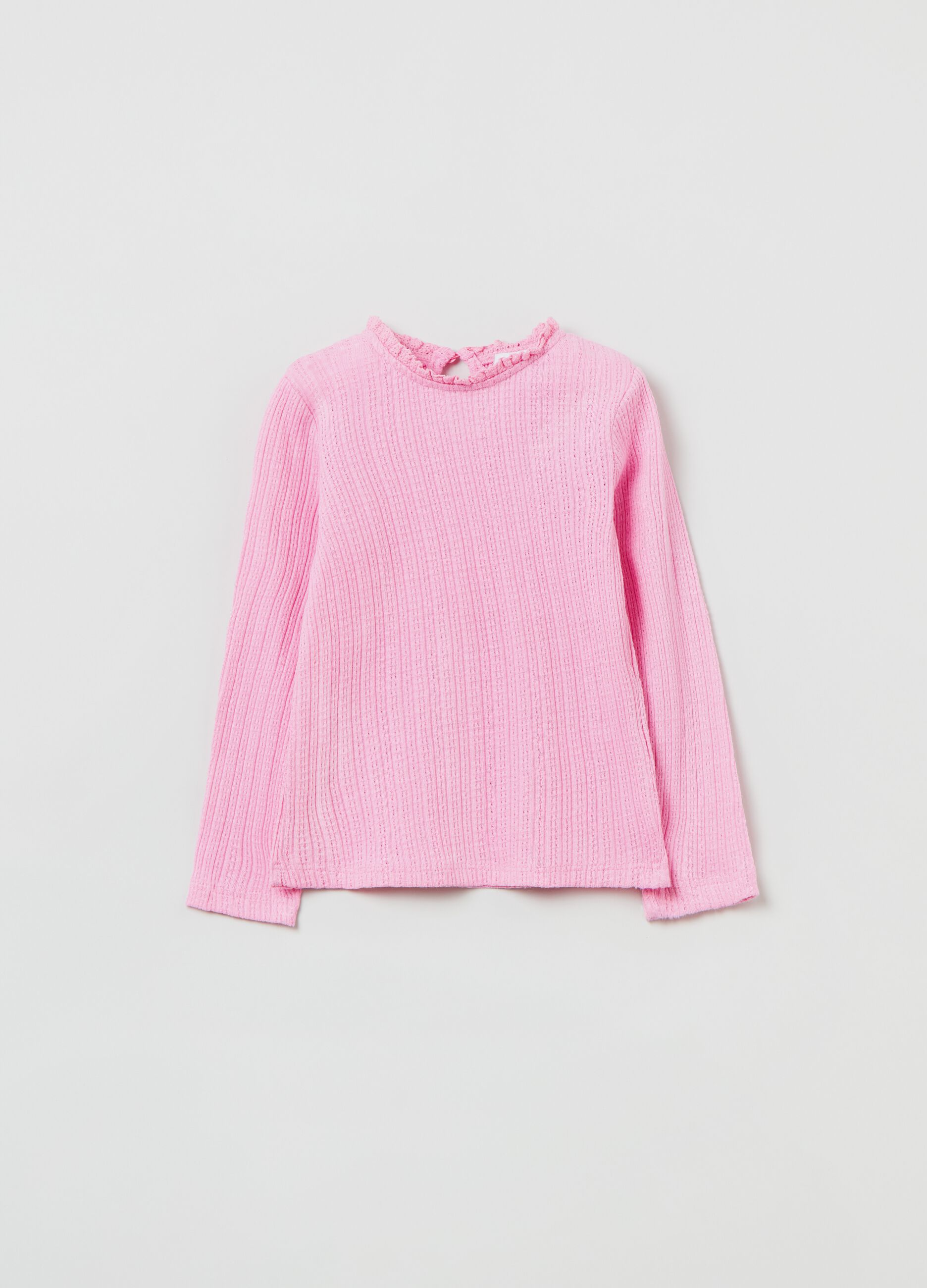 Long-sleeved T-shirt with ruffles