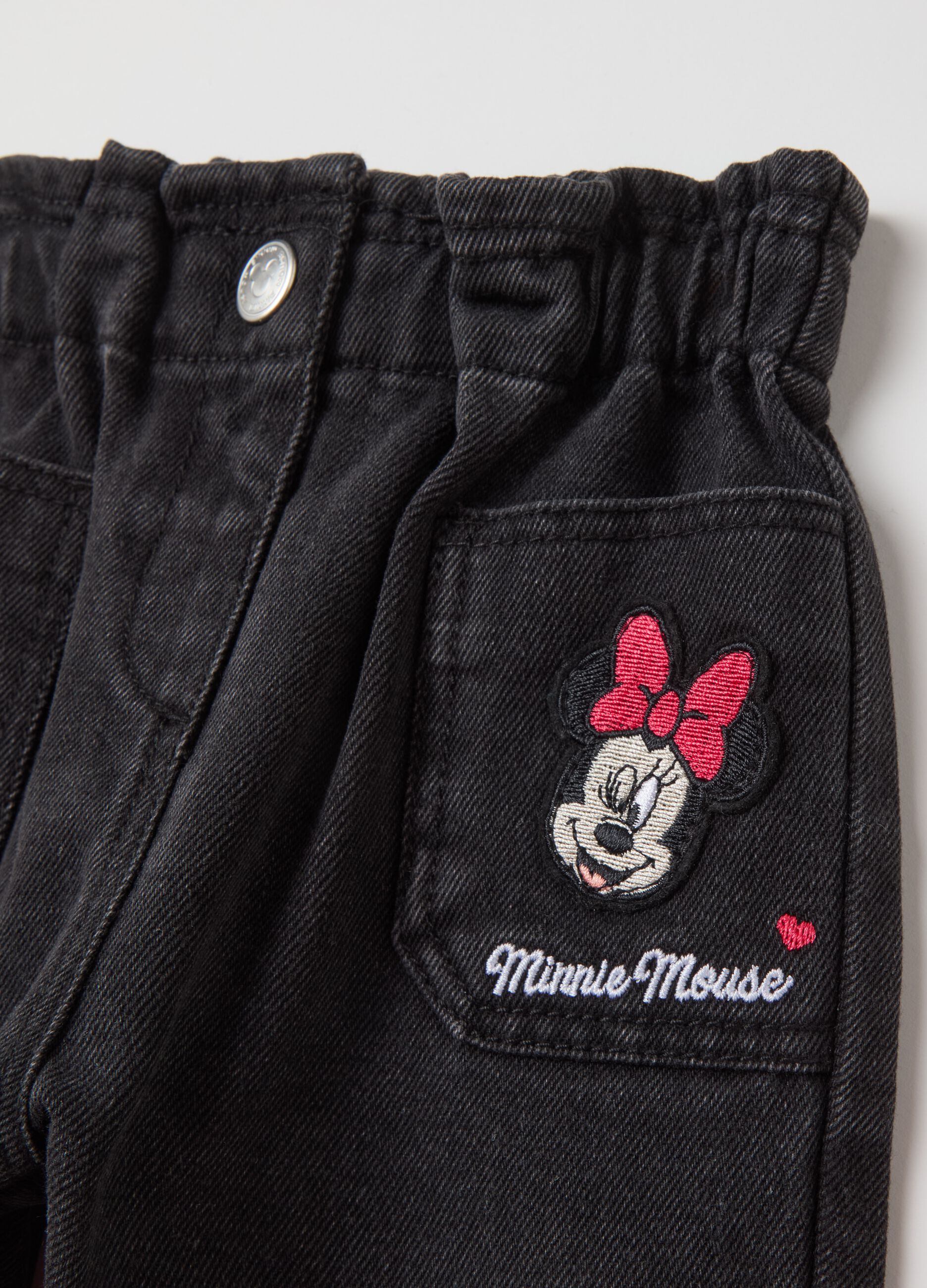 Jeans paper bag con patch Minnie