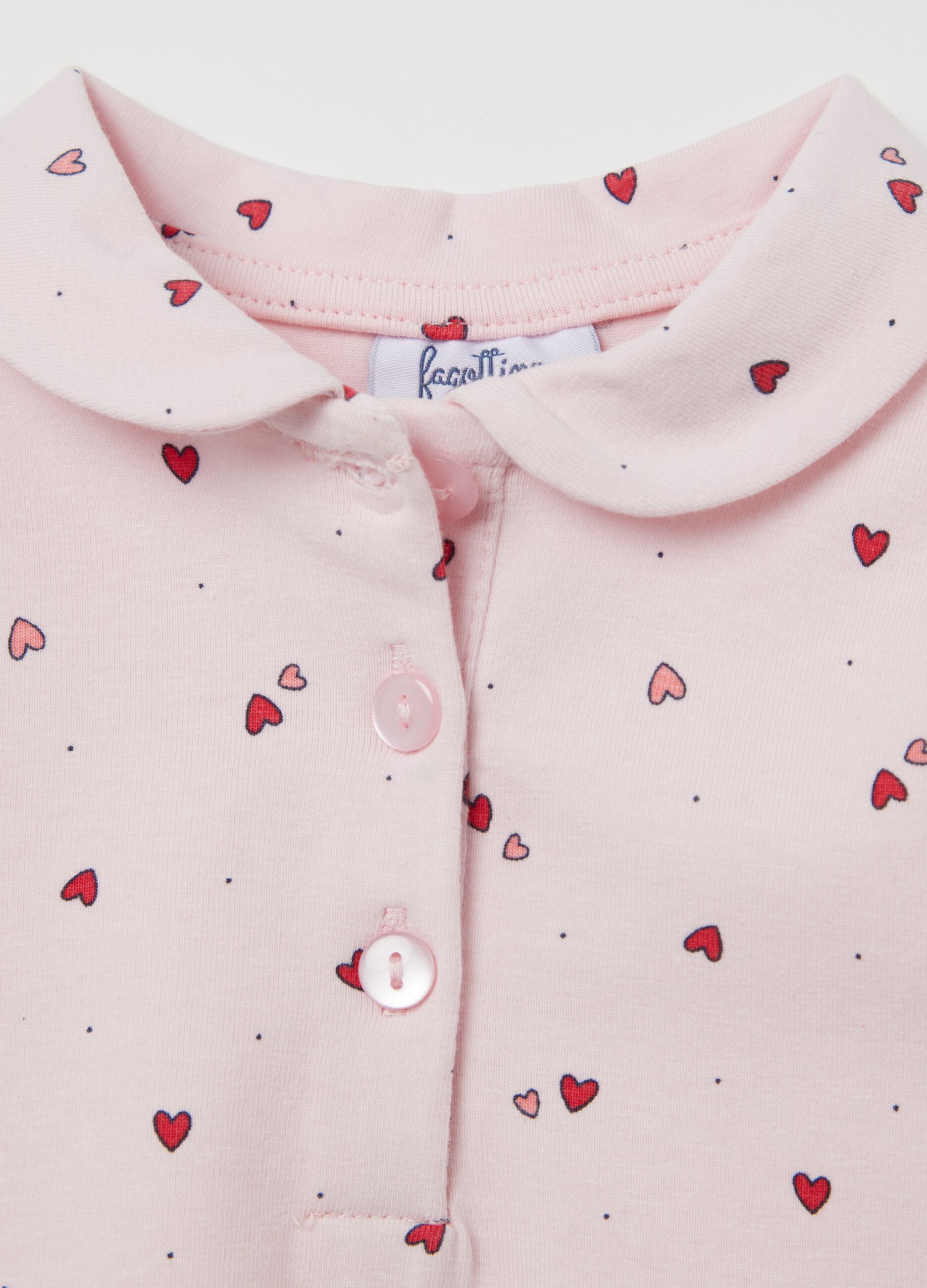 Long-sleeved polo shirt with small hearts print