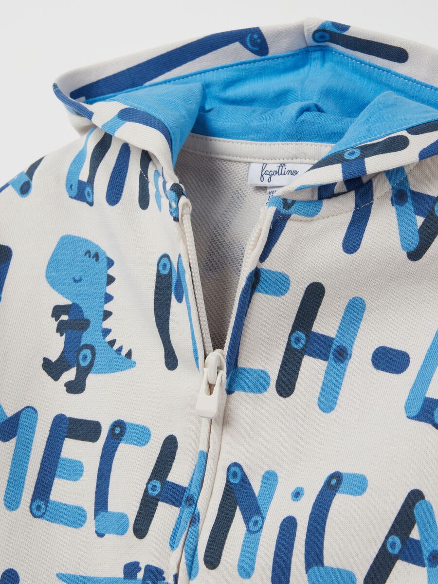 Full-zip sweatshirt with hood and "Mechanosaur” print_2