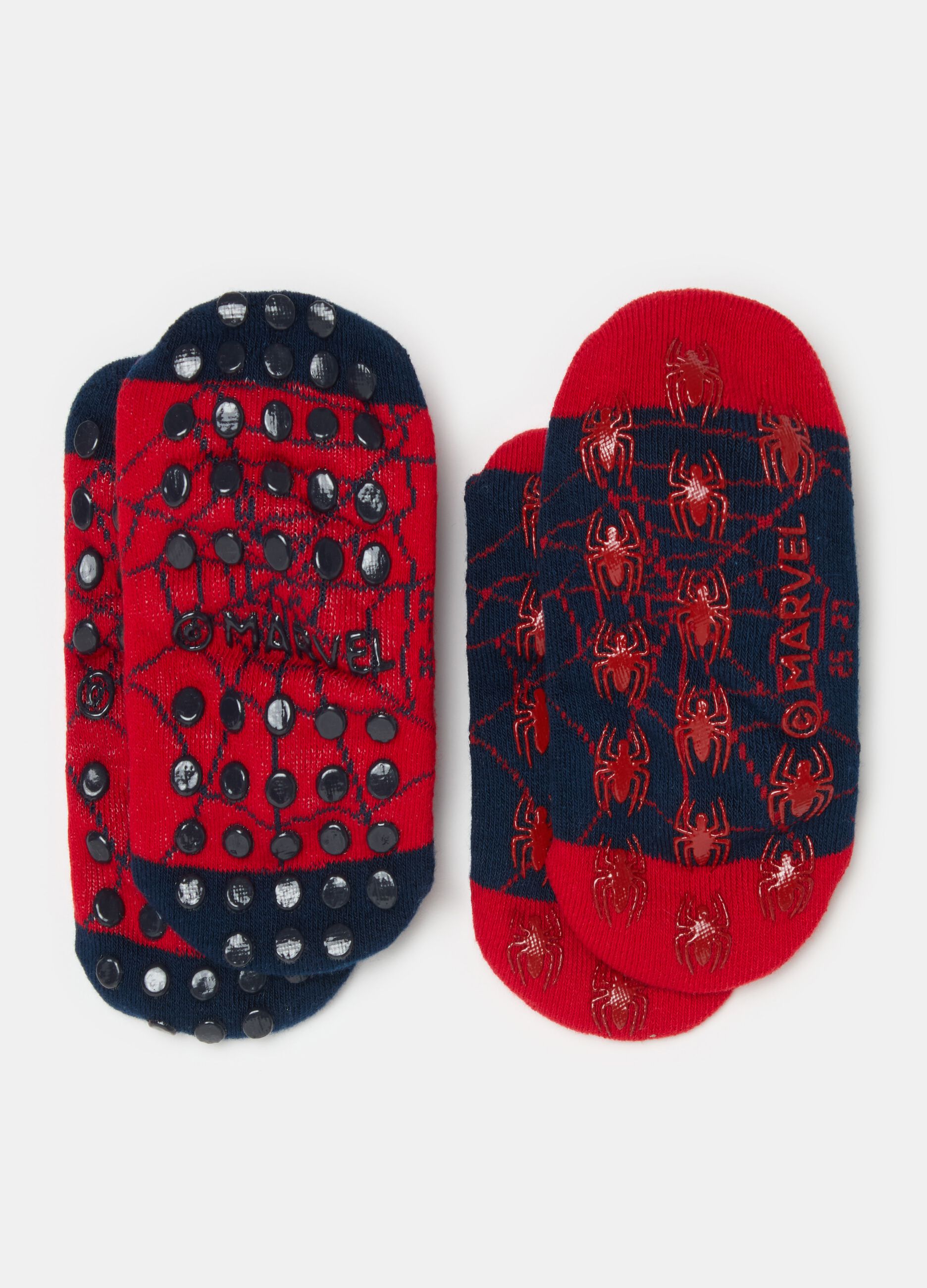 Two-pair pack slipper socks with Spider-Man design