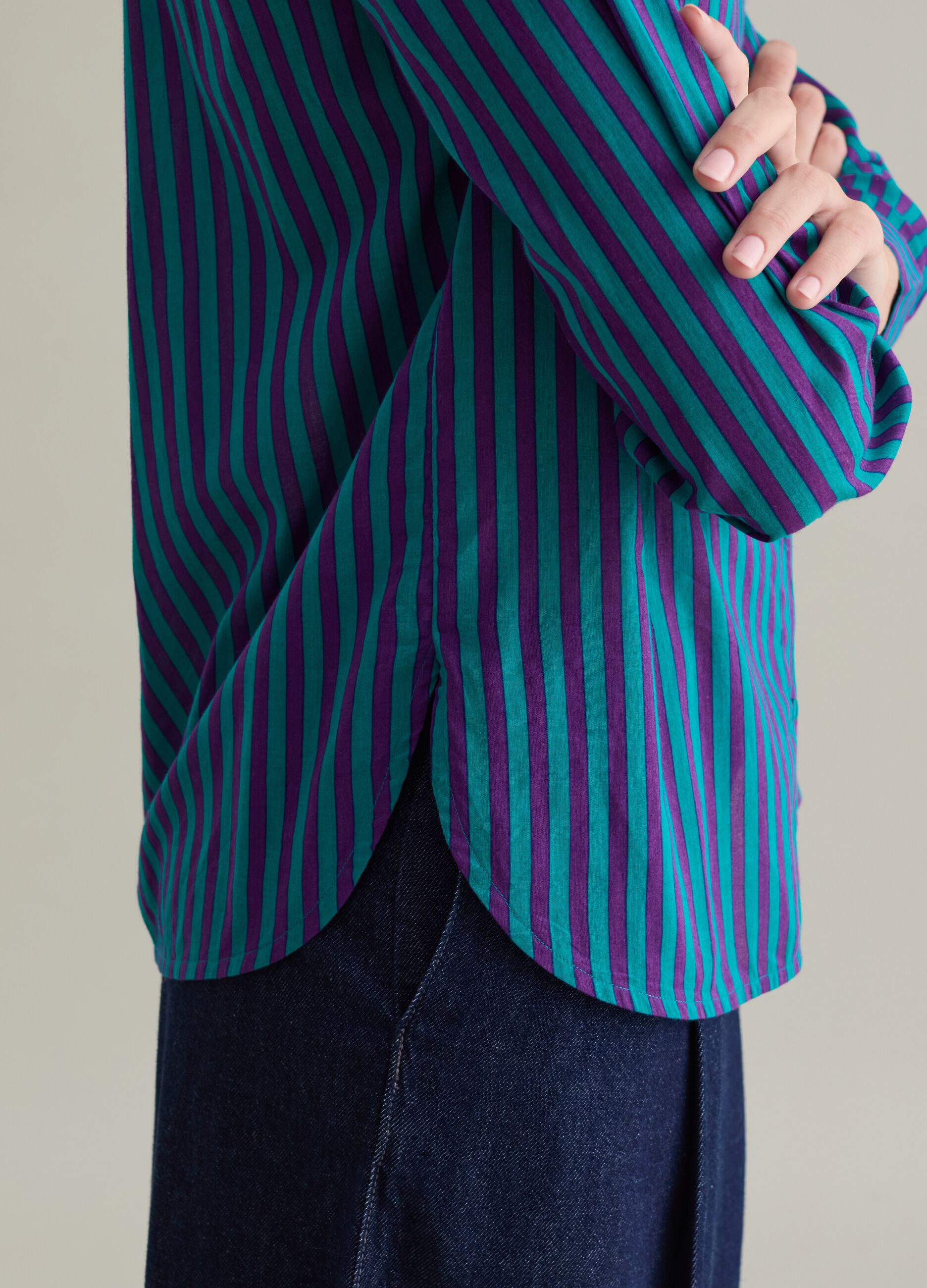 Striped shirt with Mandarin collar