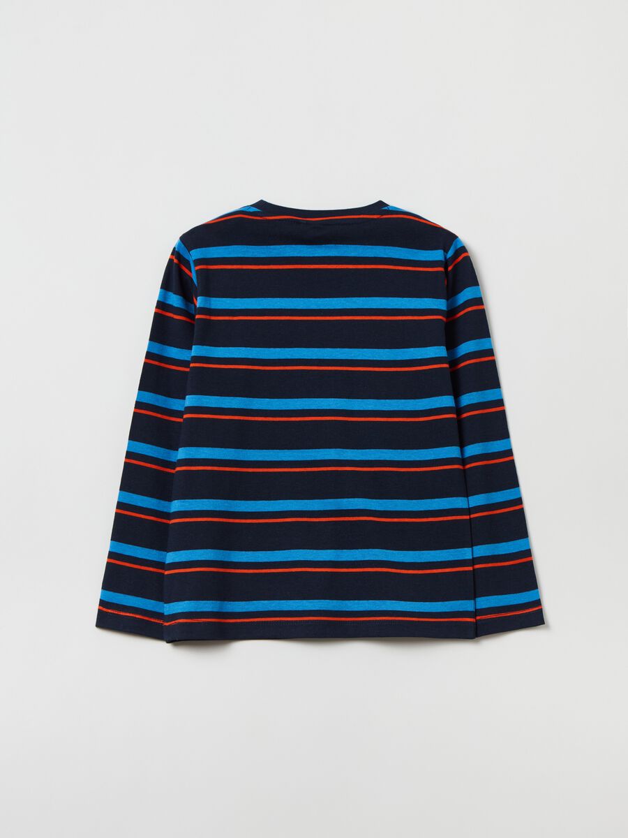 Striped cotton T-shirt with long sleeves_1