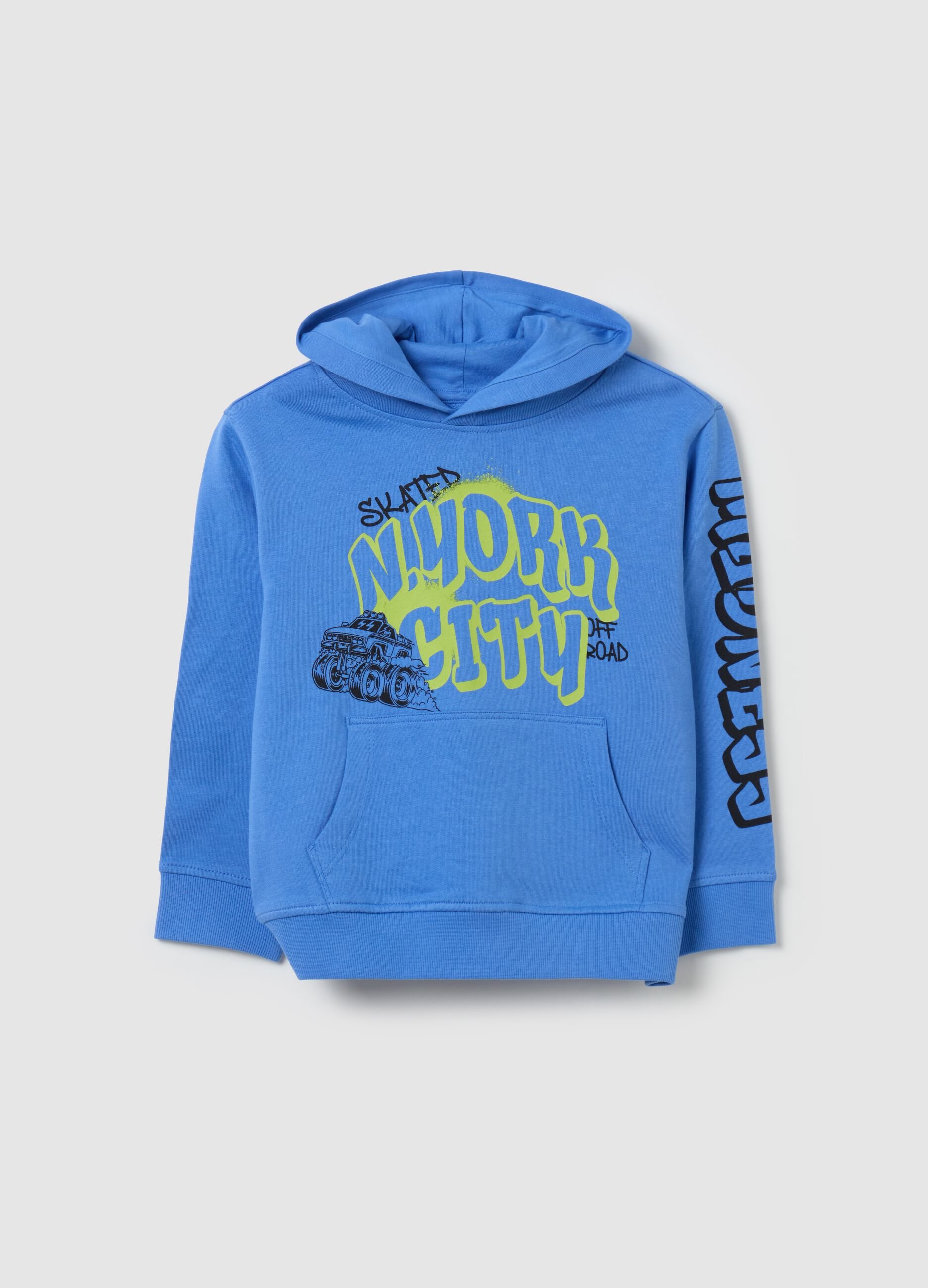 Sweatshirt with hood and "N. YORK CITY” print