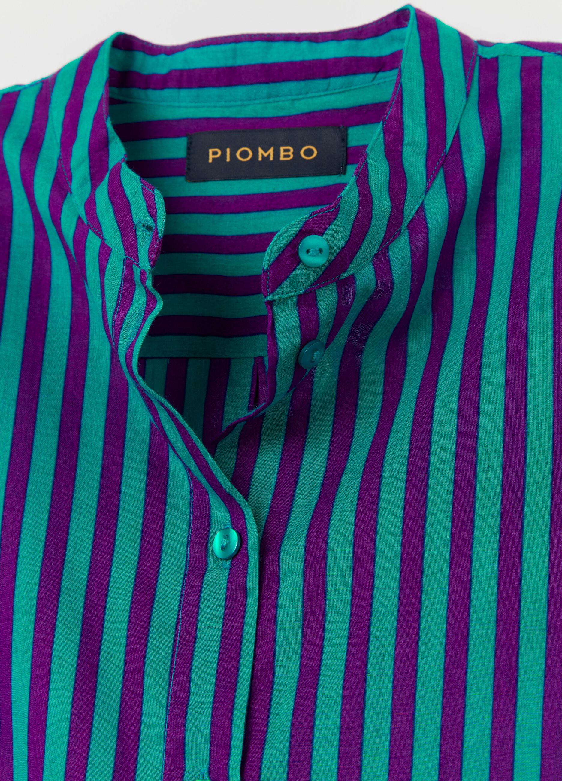 Striped shirt with Mandarin collar