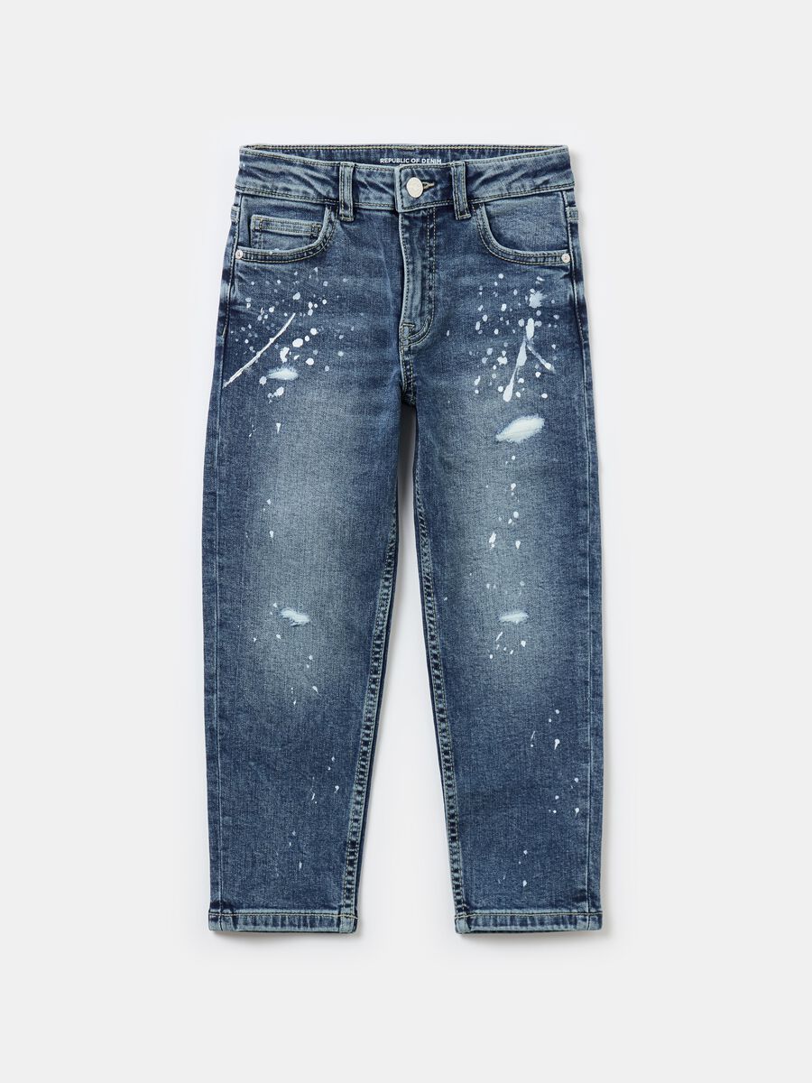 Five-pocket jeans with abrasions_0