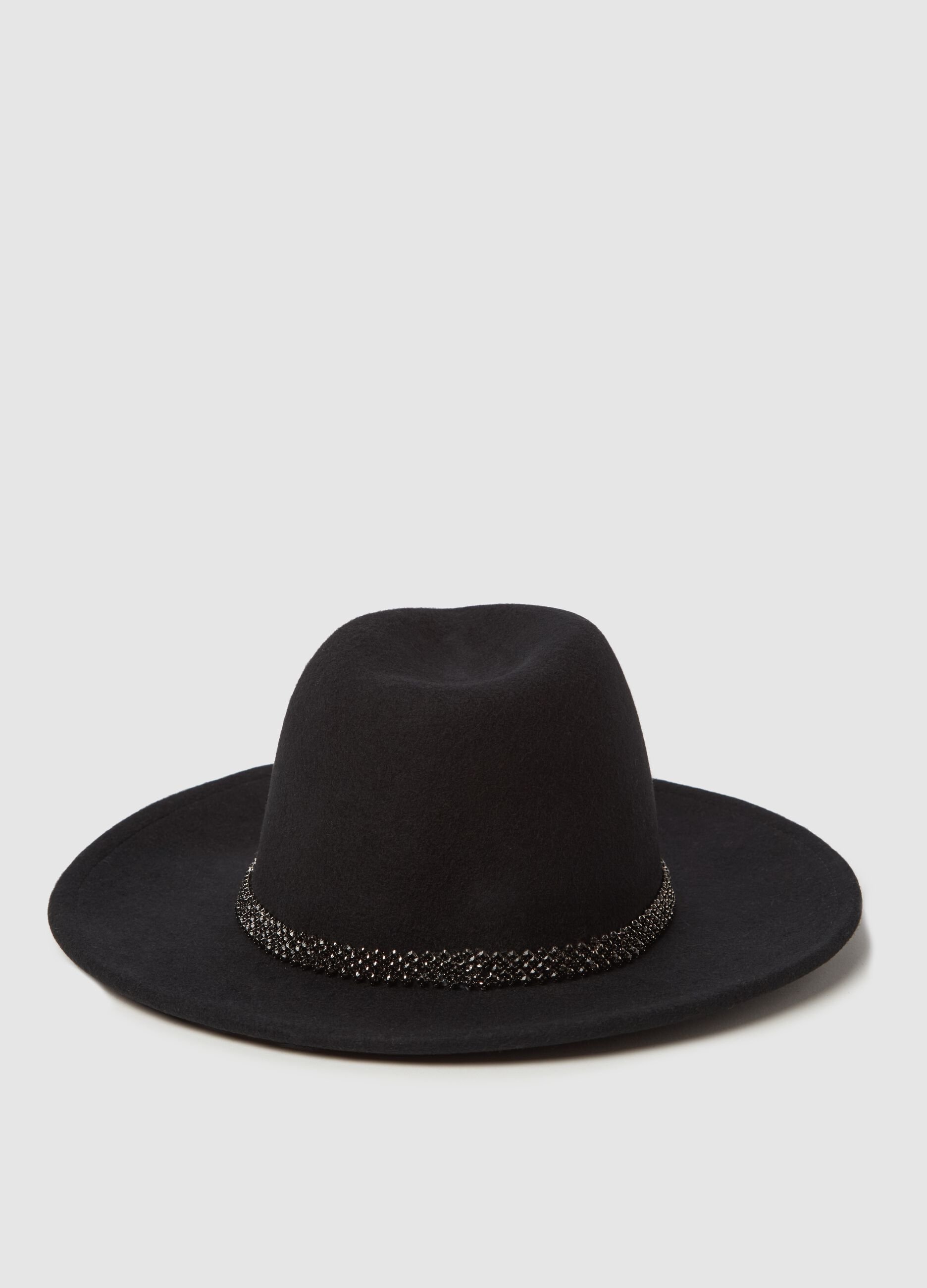 Cappello fedora con profilo in strass