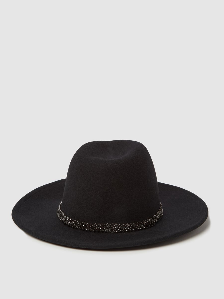 Cappello fedora con profilo in strass_1