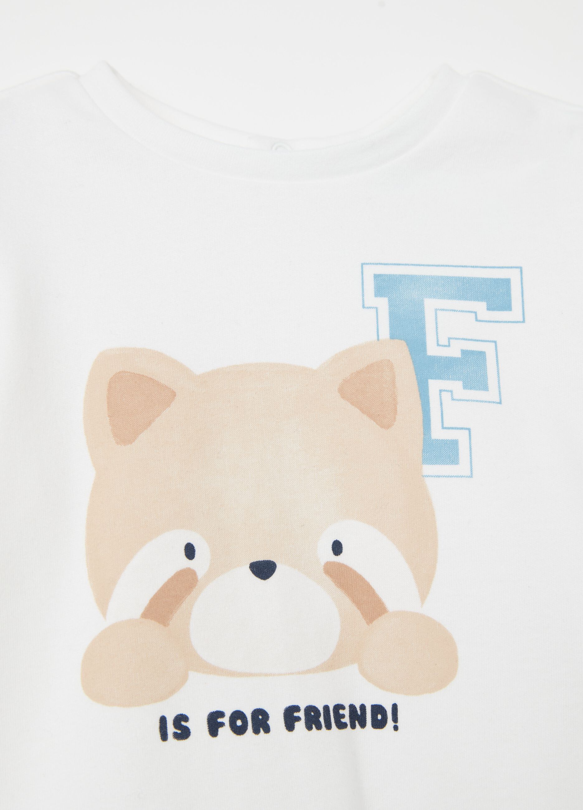 T-shirt in cotone bio stampa "F is for friend!"