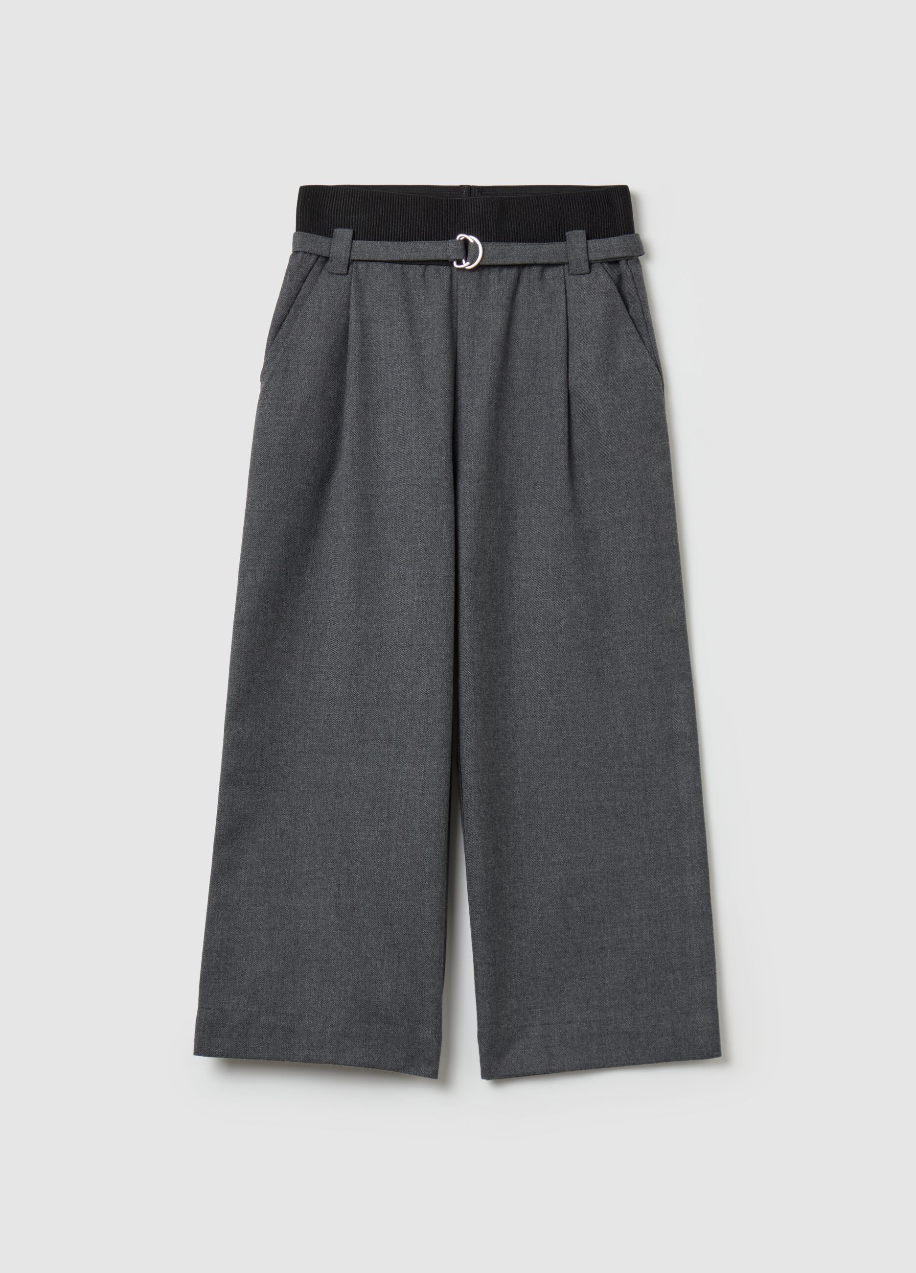 Pantalone culotte a gamba larga con cintura