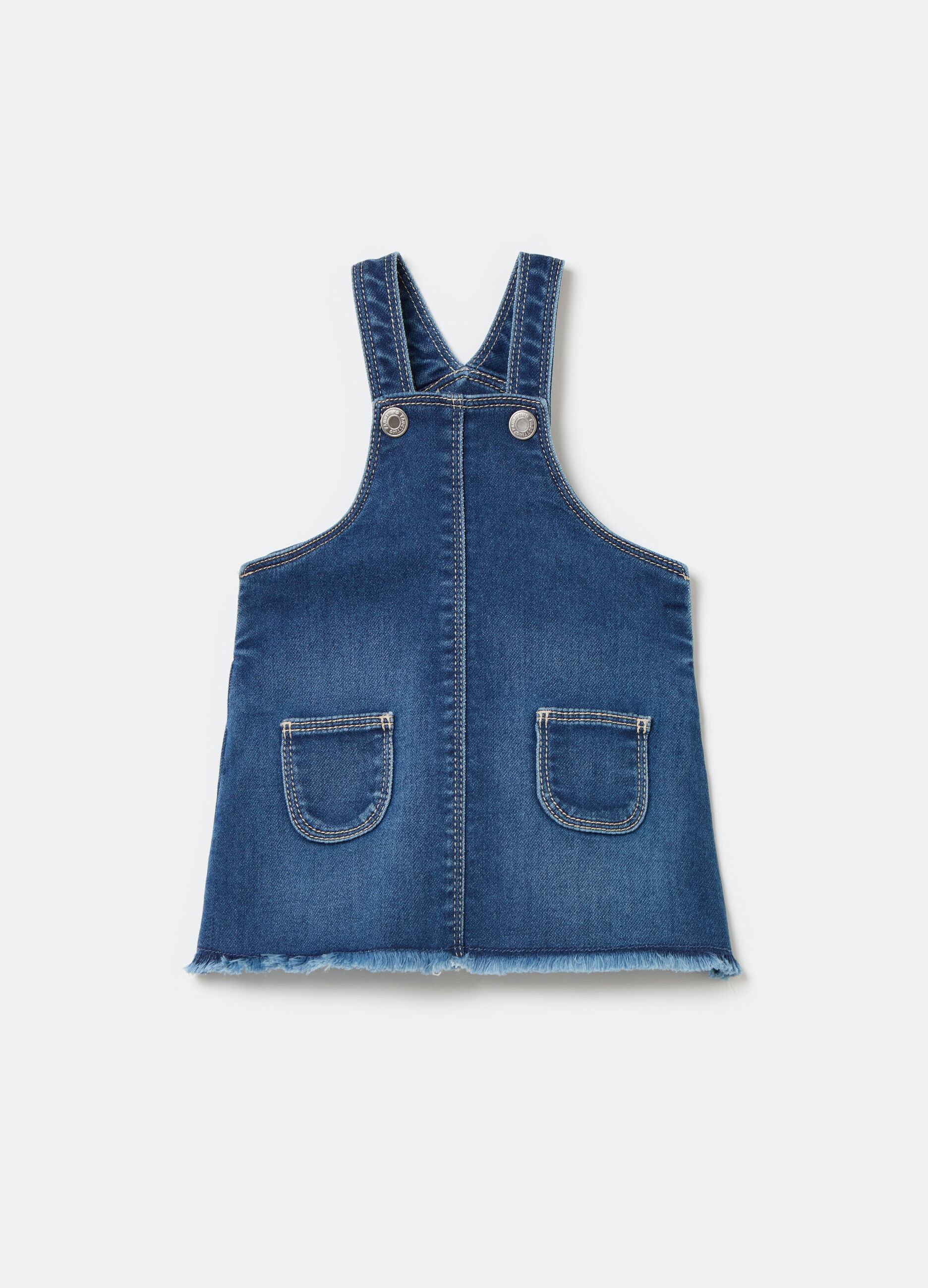 Pinafore in fringed denim