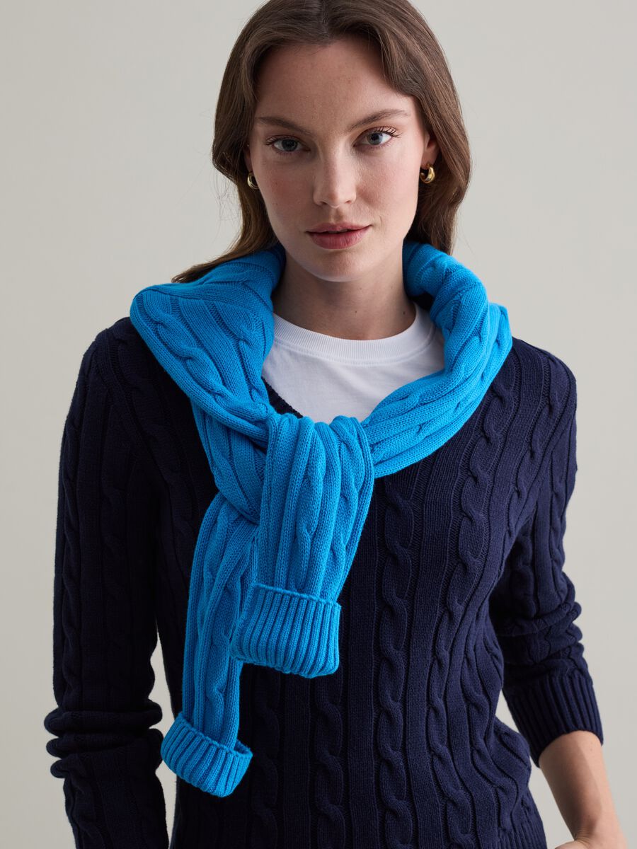 Cable-knit pullover with V neck_0