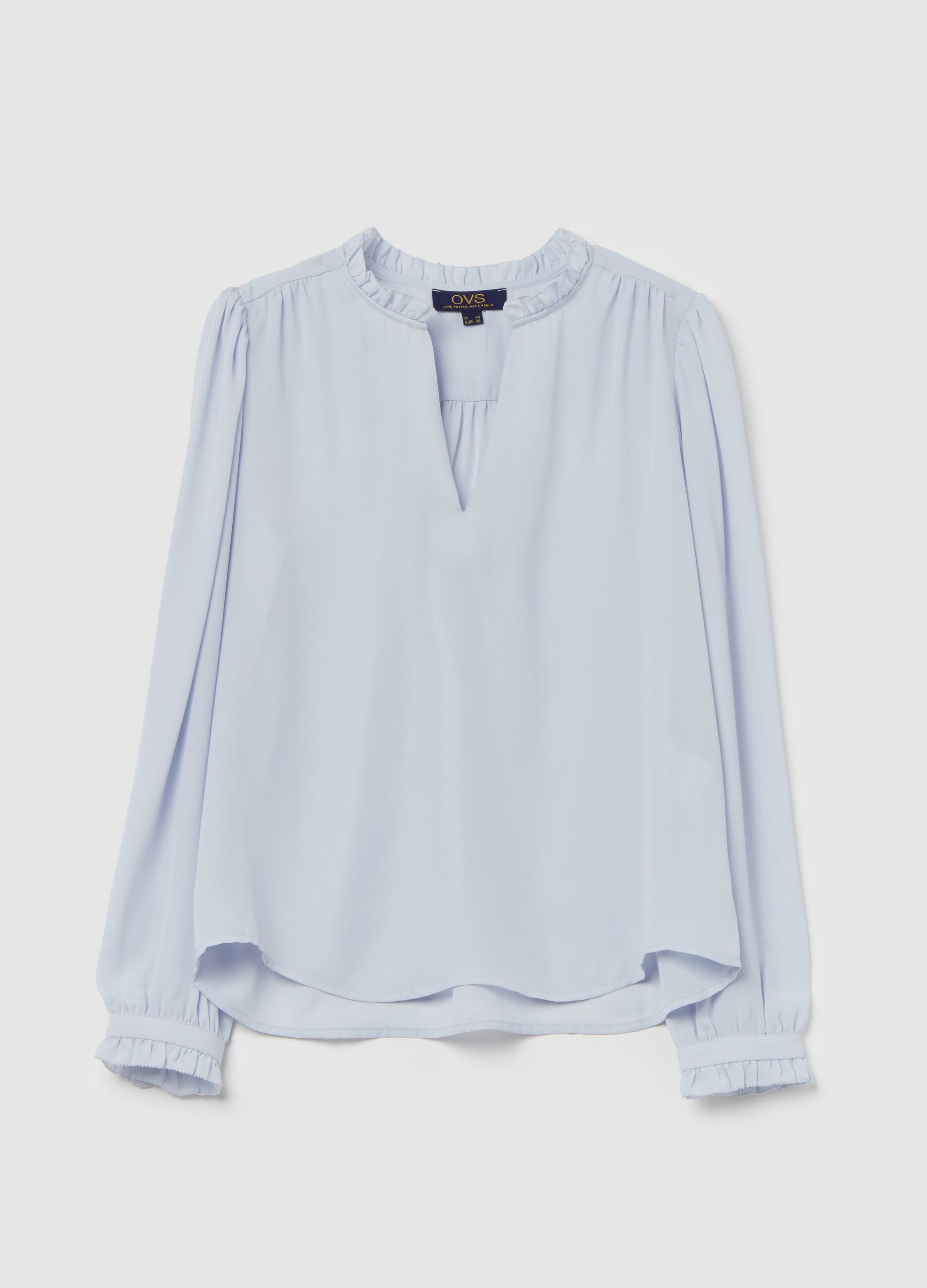 Semi-sheer blouse with frill