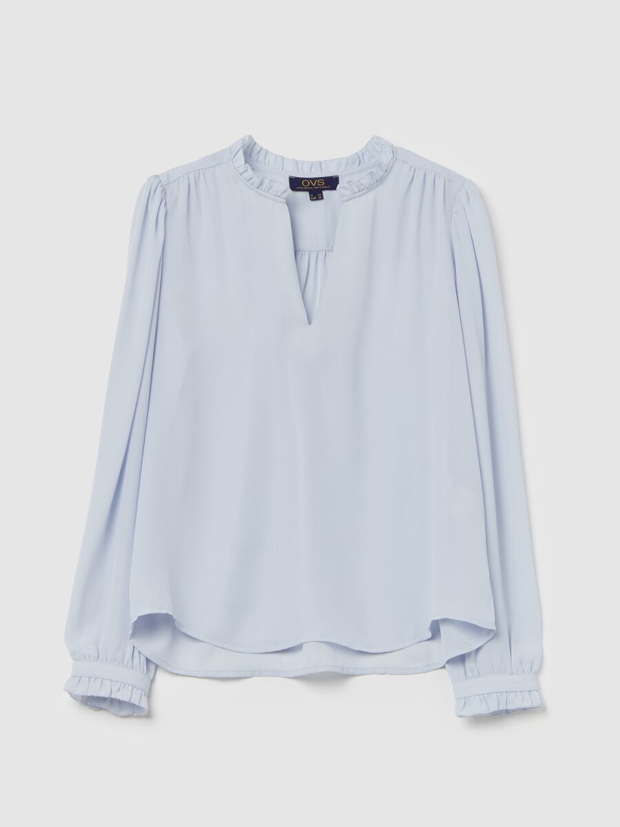 Semi-sheer blouse with frill_4