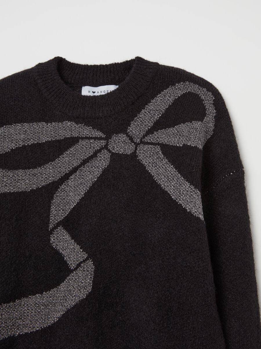 Pullover with jacquard bow in lurex_5