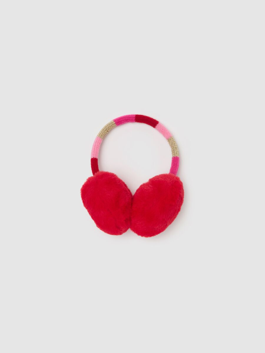 Faux fur ear muffs with patch_0