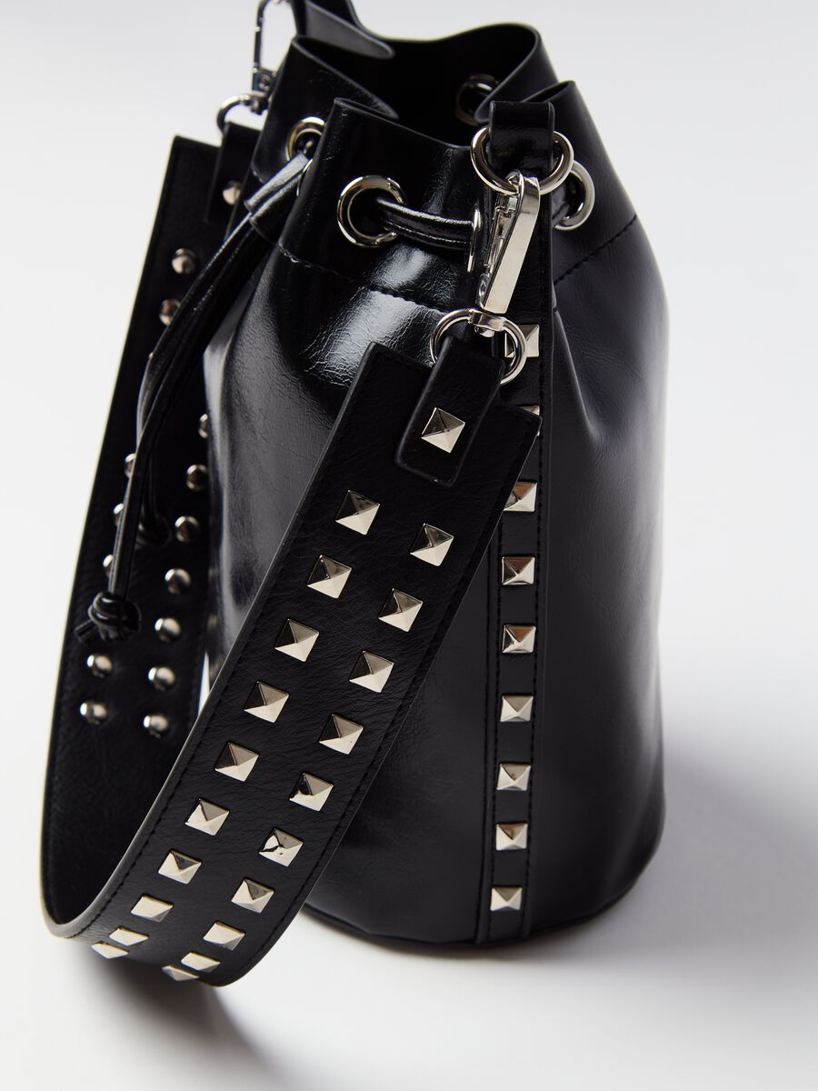 Bucket bag with shoulder strap and studs_1