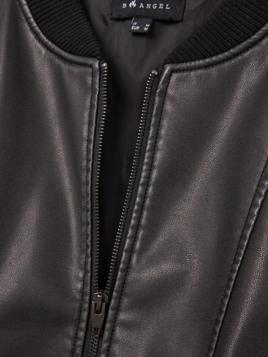 Glossy-effect biker bomber jacket_5