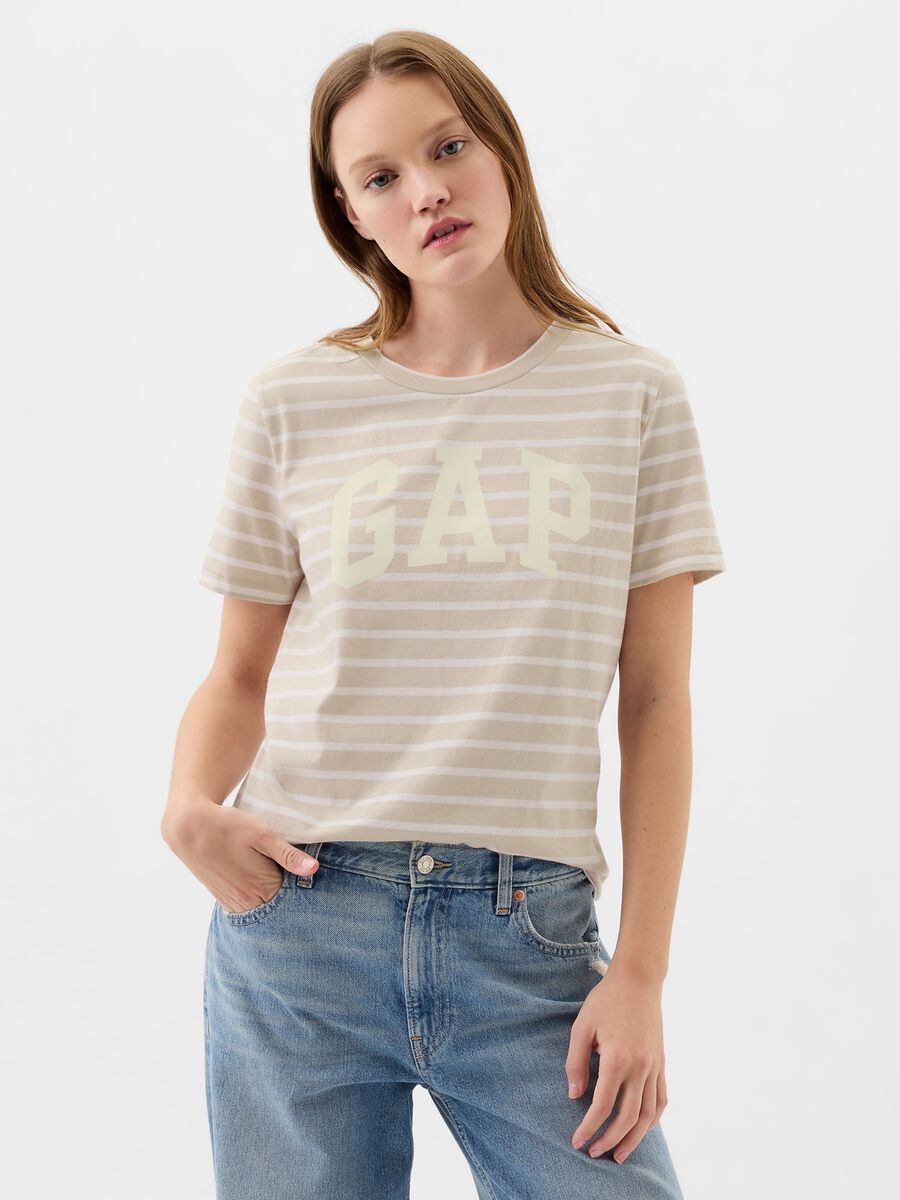 Striped T-shirt with logo print_1