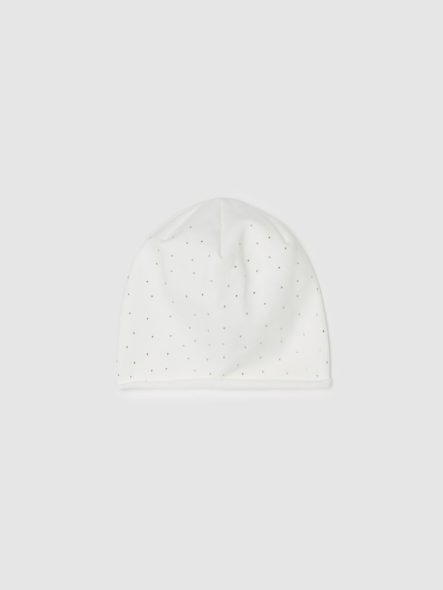 Organic cotton fleece hat with diamantés_0