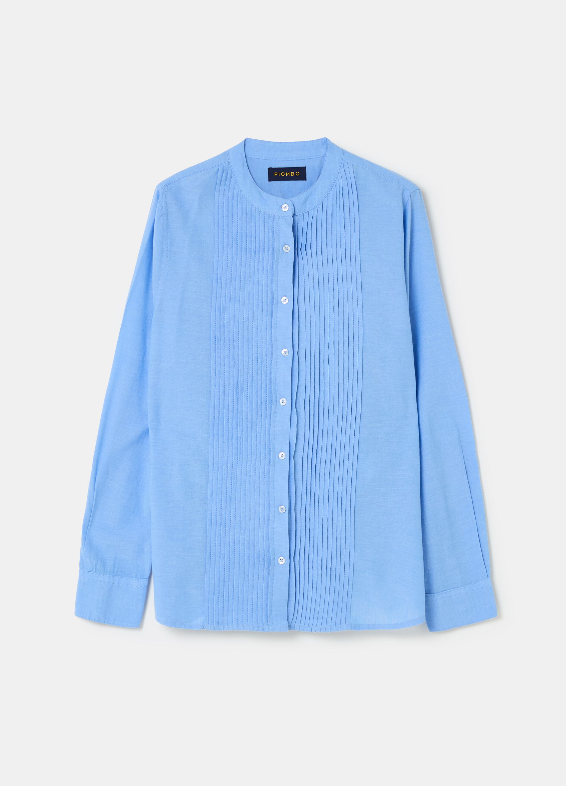 Chambray shirt with pleated detail