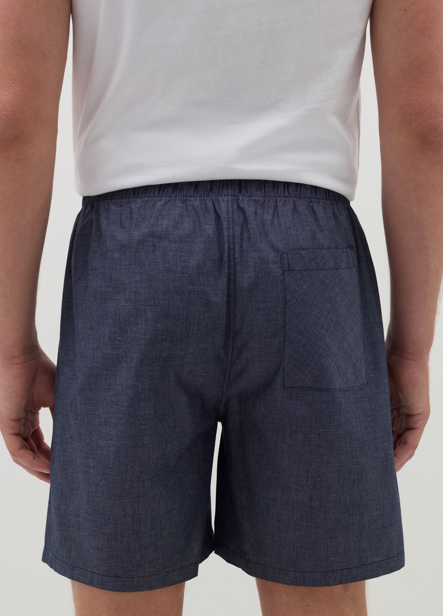 Pyjama shorts in cotton canvas with drawstring