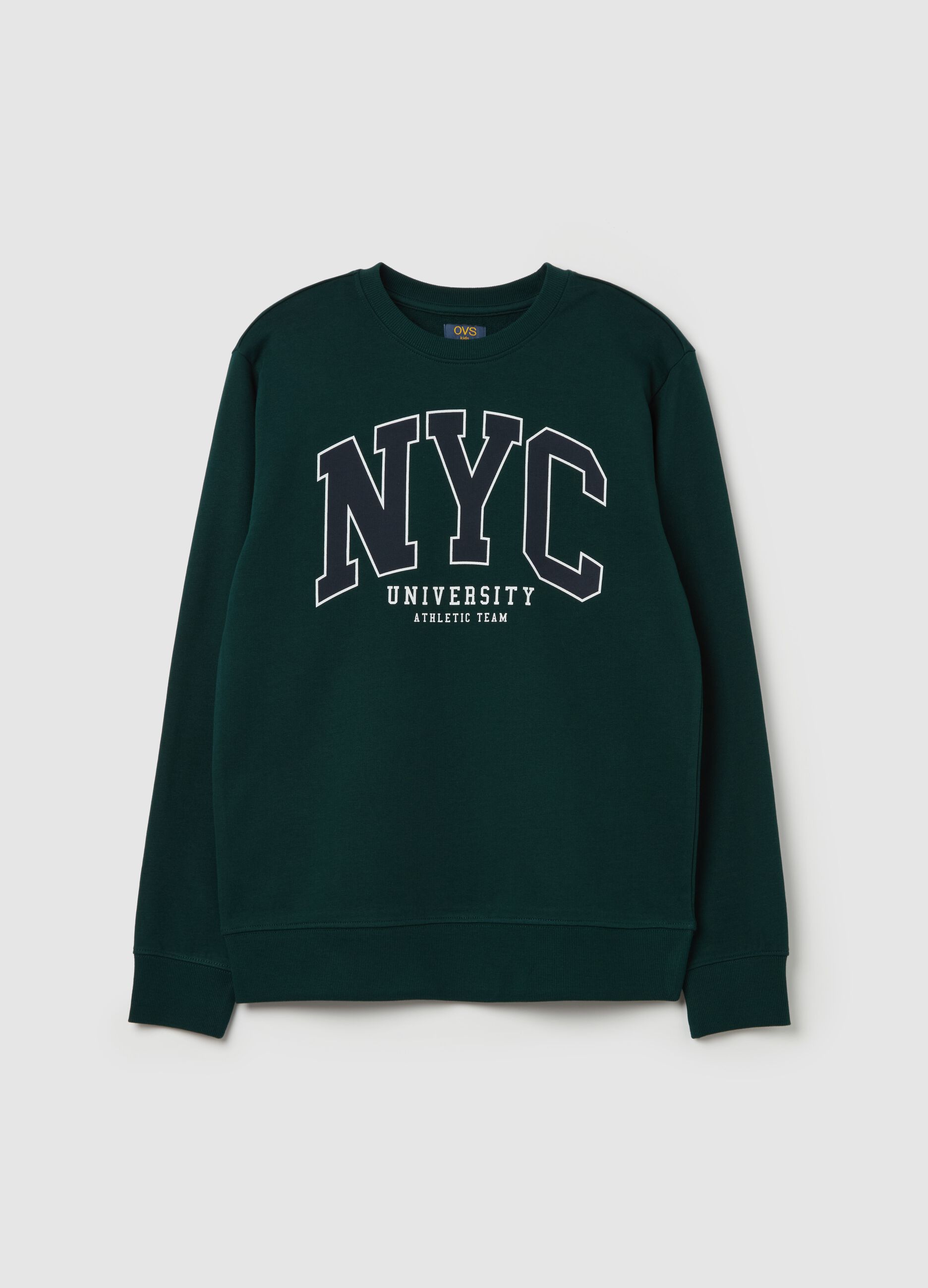 French terry sweatshirt with "NYC University” print