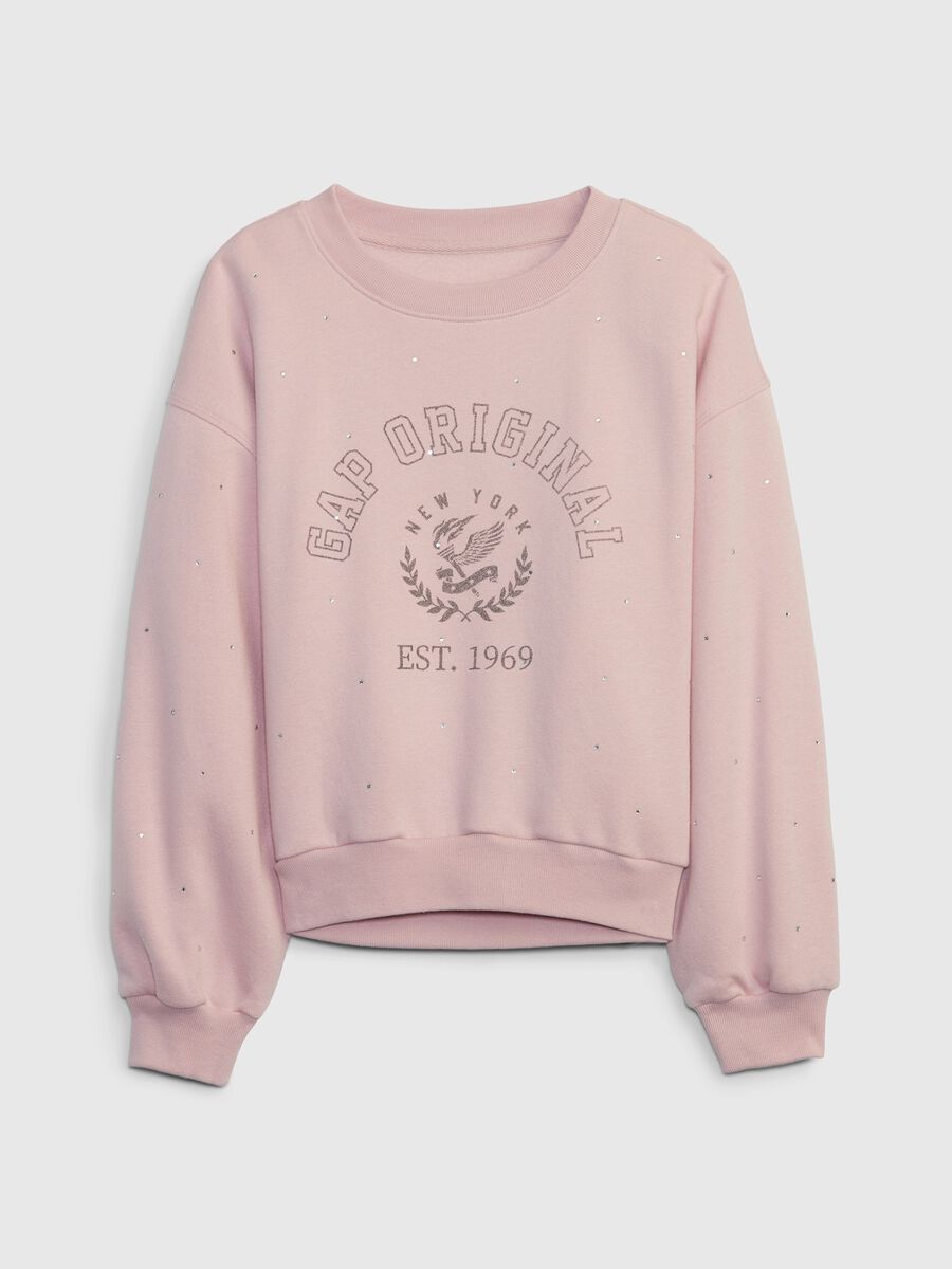 Sweatshirt with logo print and diamantés_0