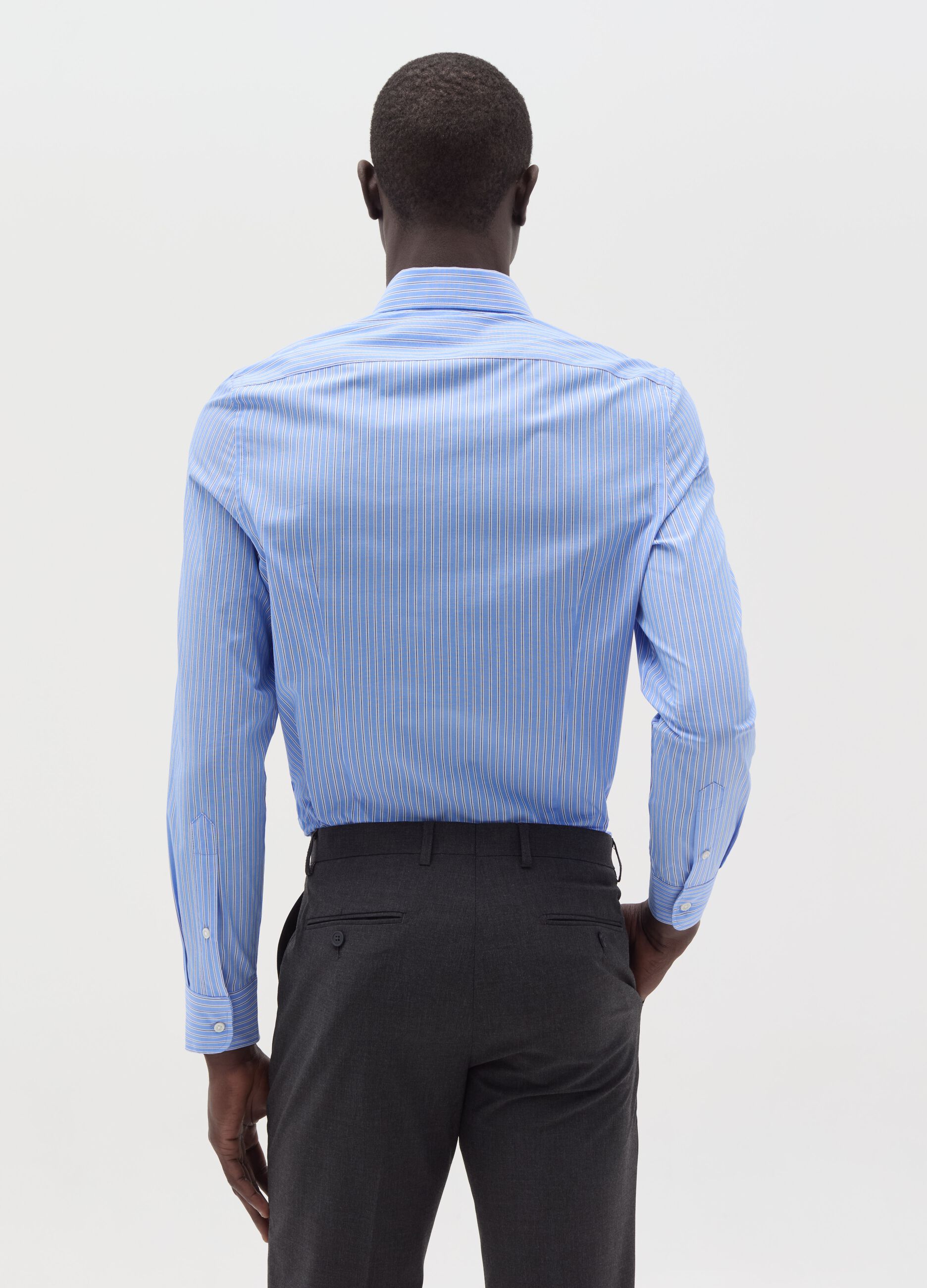 Slim-fit striped shirt with button-down collar