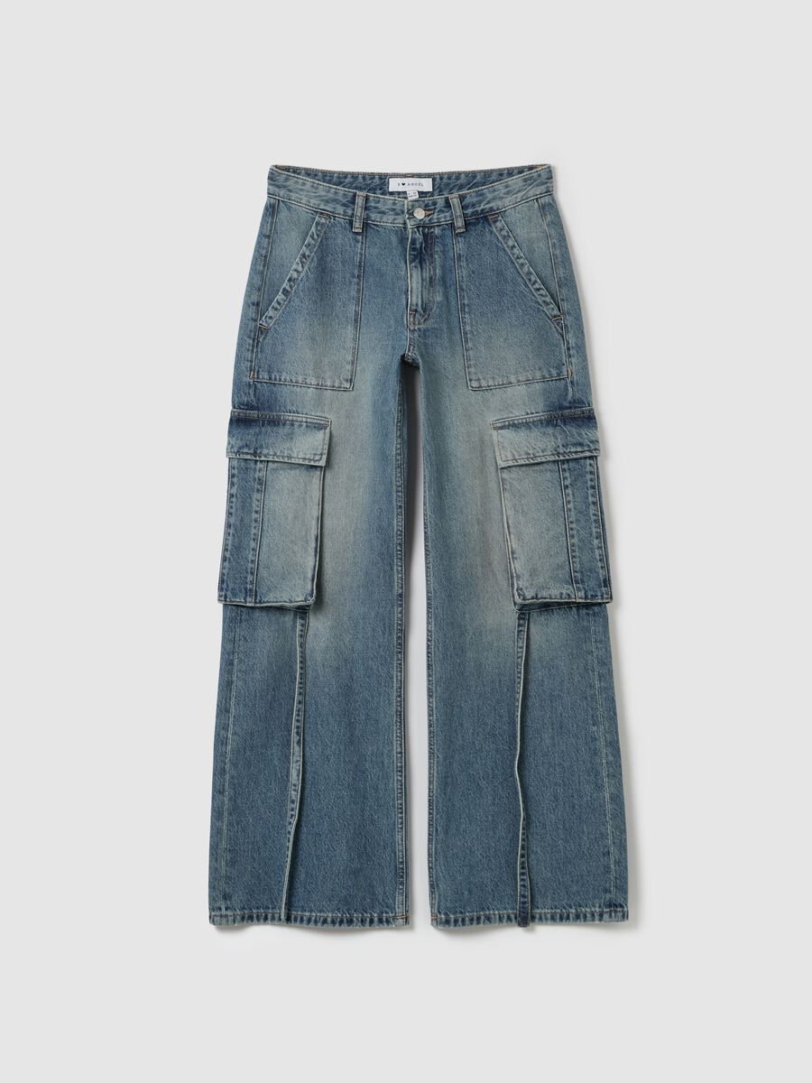 Acid wash cargo jeans_4