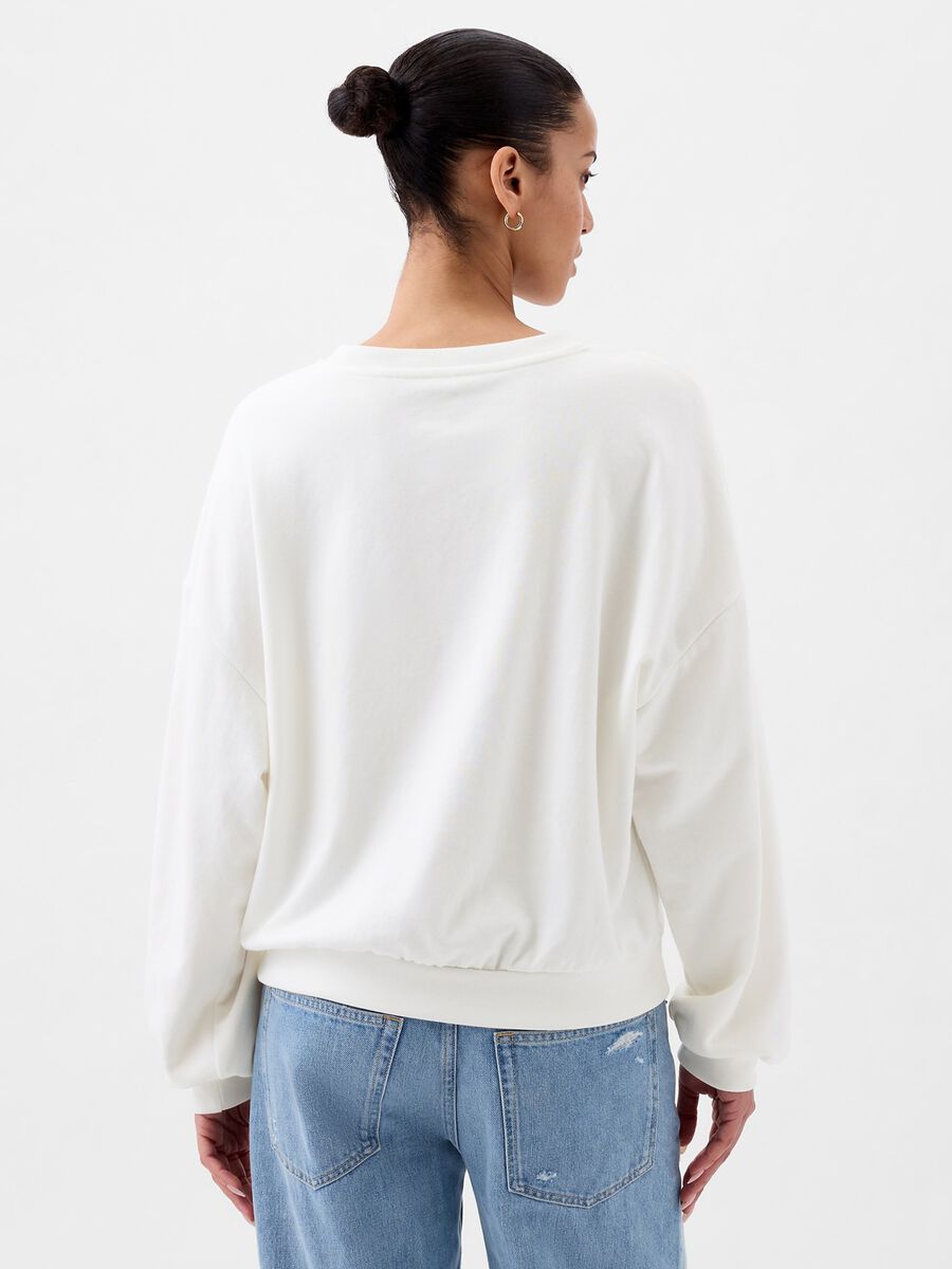 Oversized sweatshirt with logo embroidery with cherry blossom_1