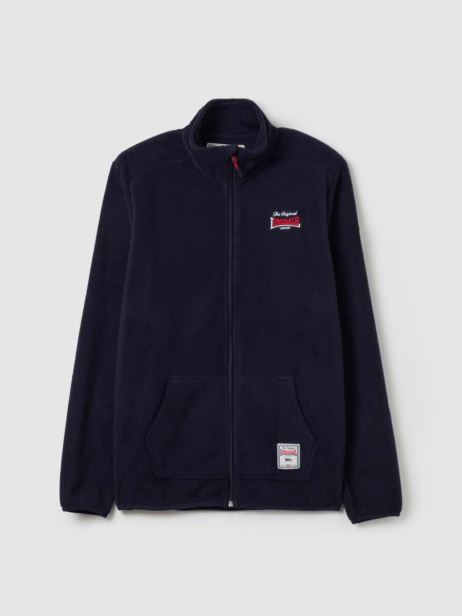 Full-zip sweatshirt in fleece with high neck and logo embroidery_4