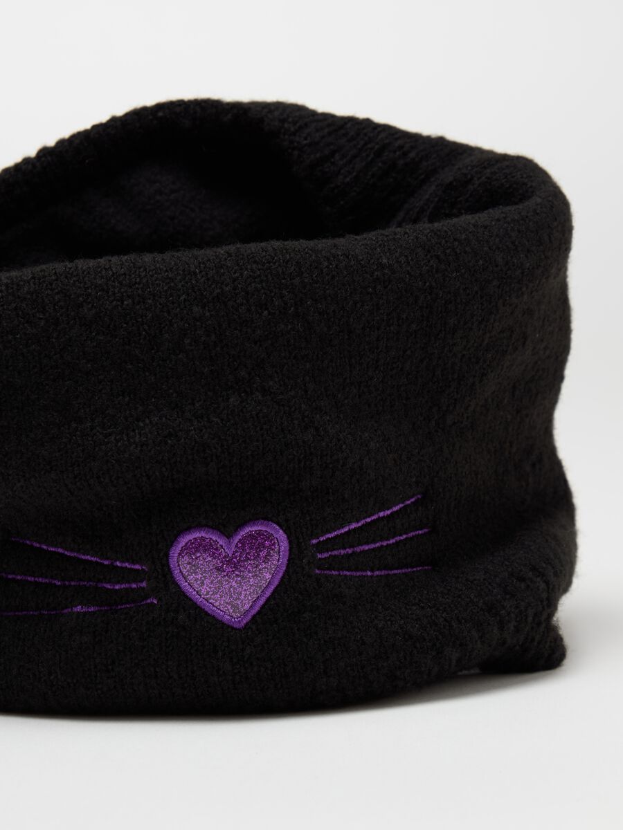 Neck warmer with kitten embroidery_2