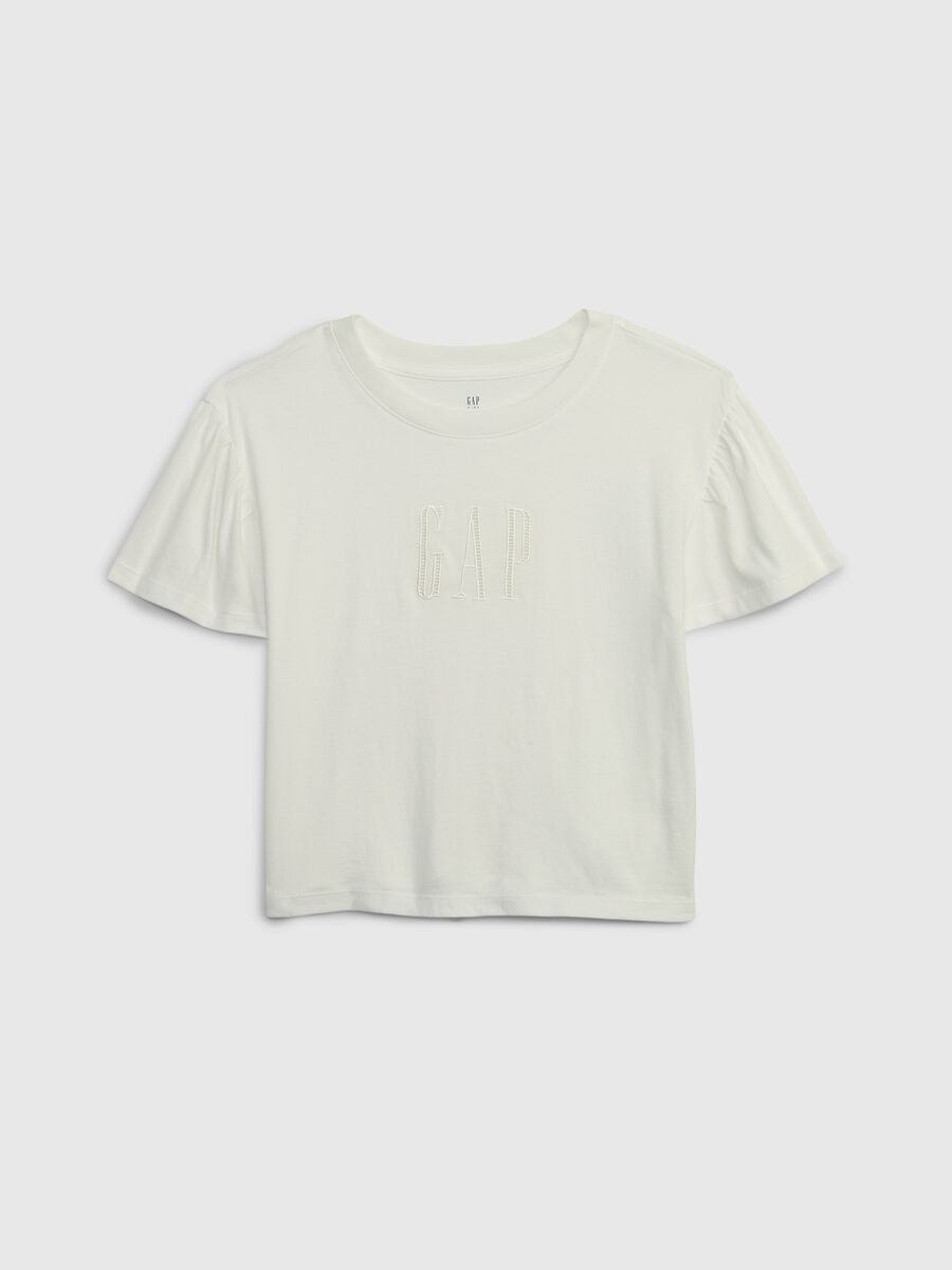 T-shirt in cotone bio con ricamo logo_0