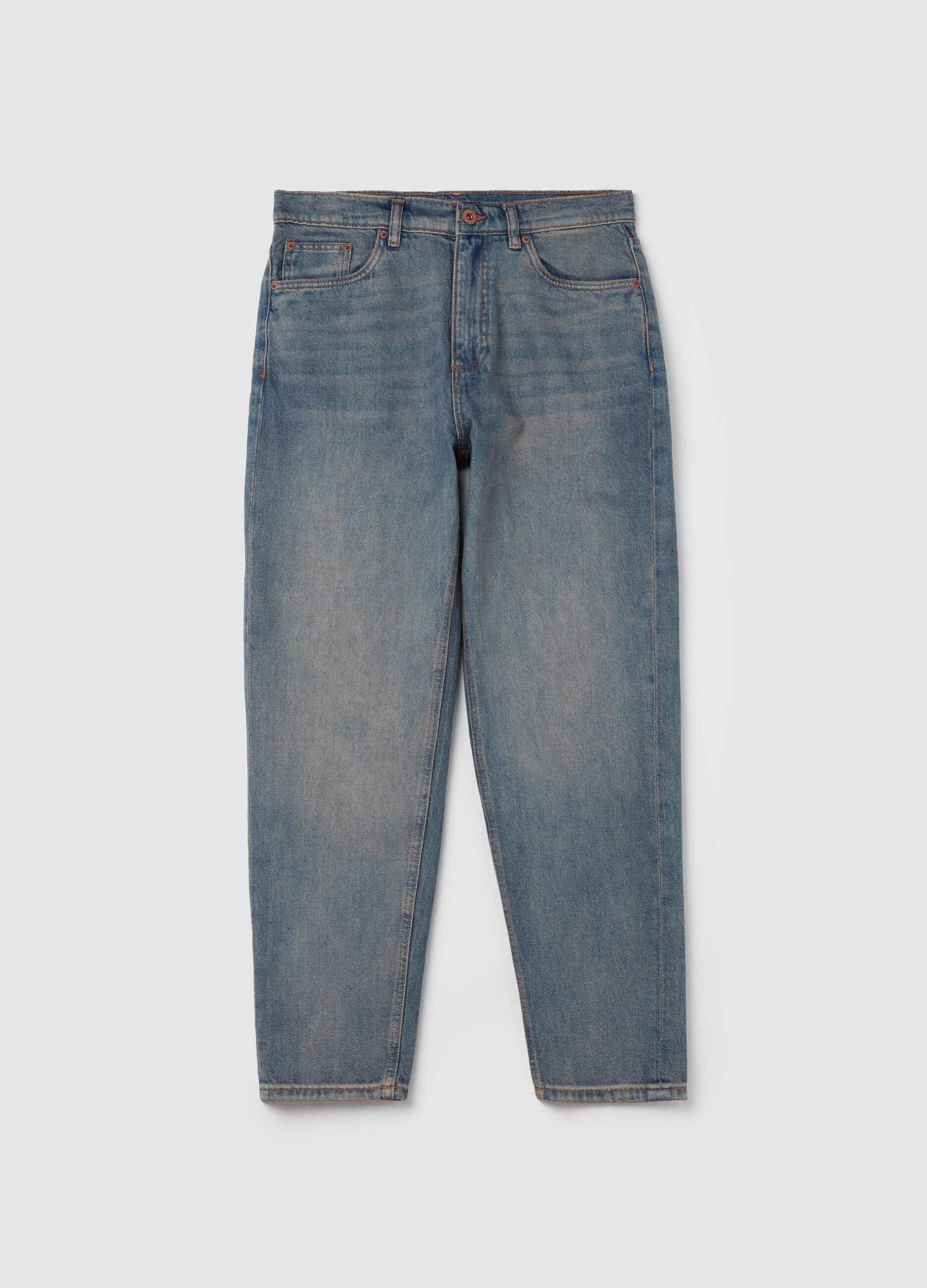 Balloon-fit acid-wash jeans