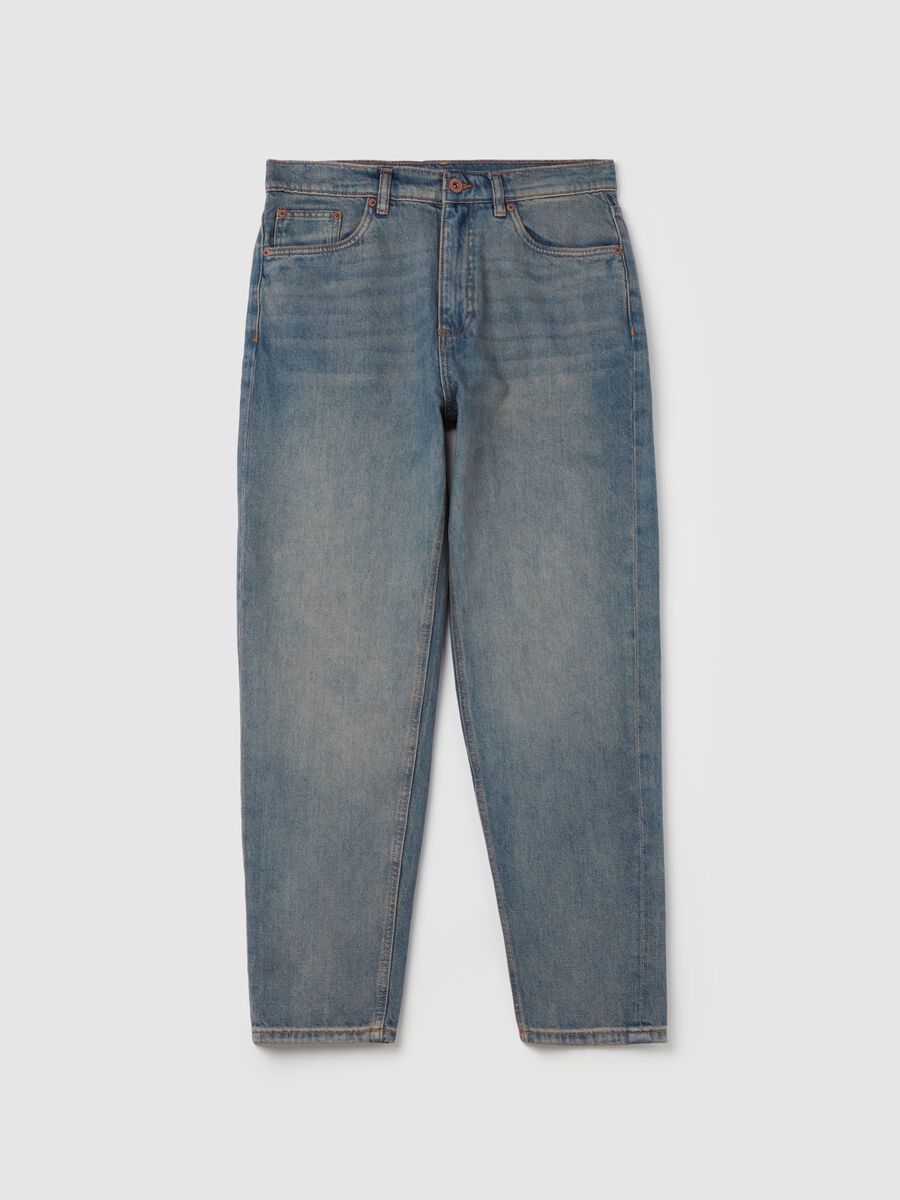 Balloon-fit acid-wash jeans_0