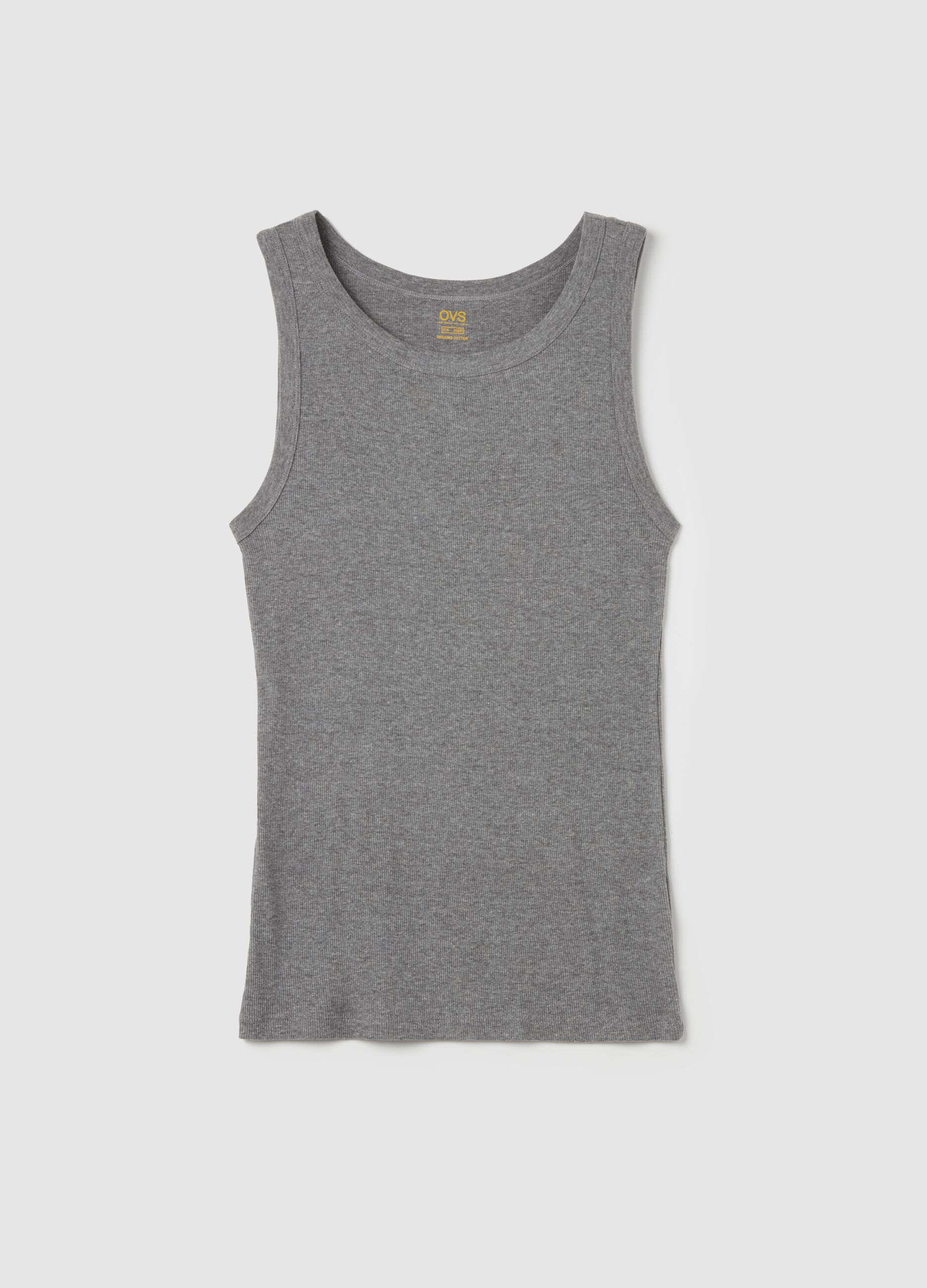 Thin rib racerback vest in organic cotton