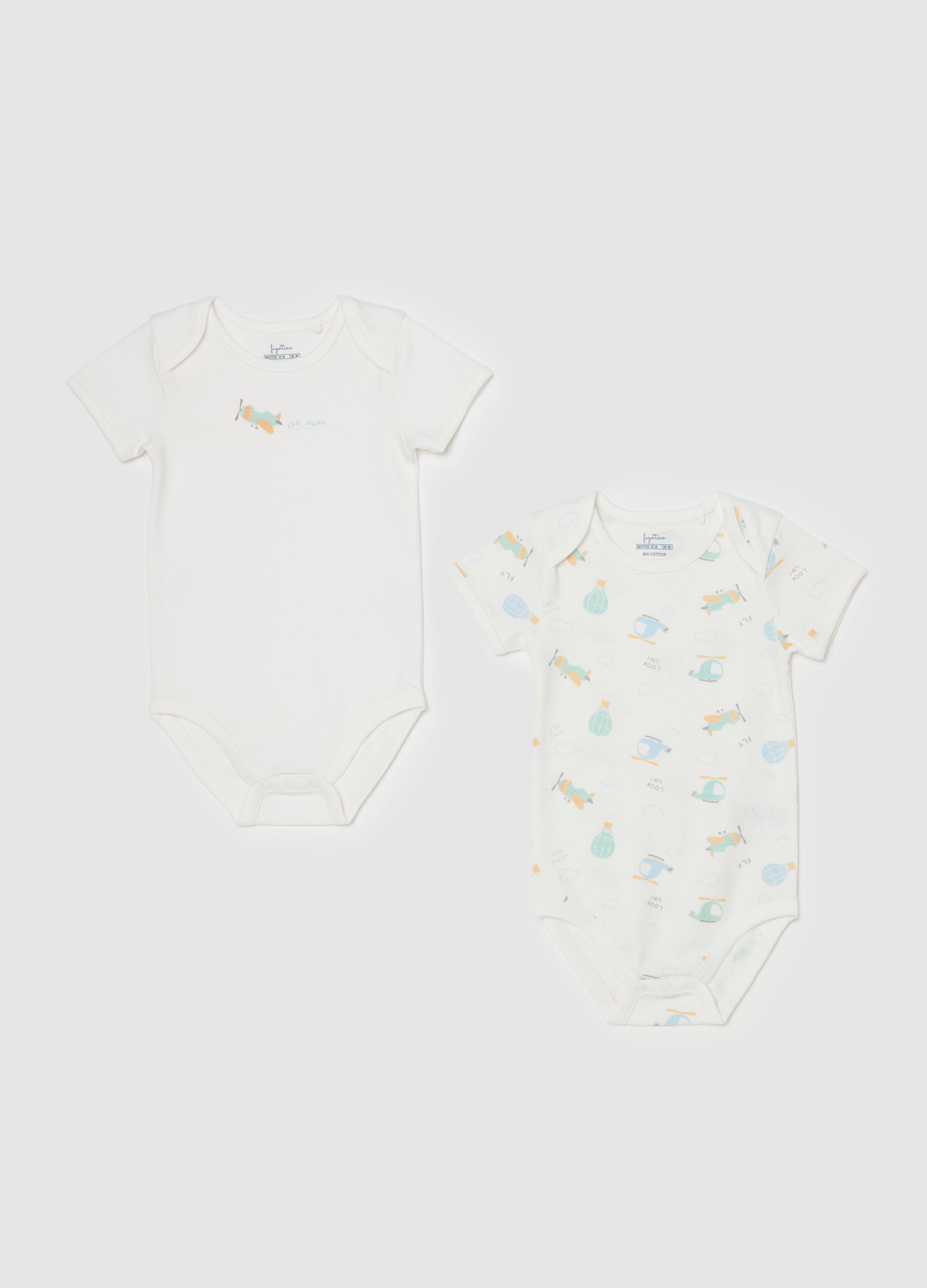 Two-pack organic cotton bodysuits with print