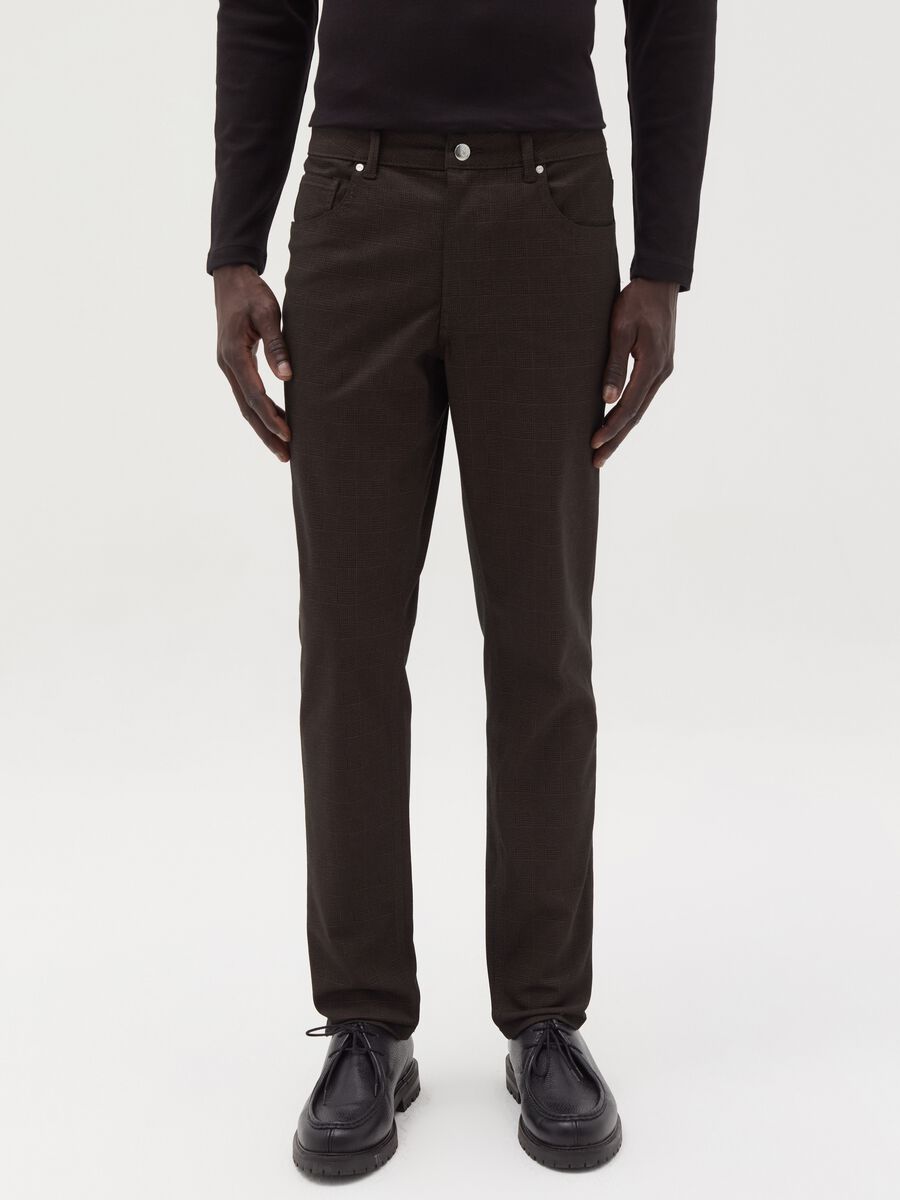 Five-pocket trousers in Prince of Wales fabric_1