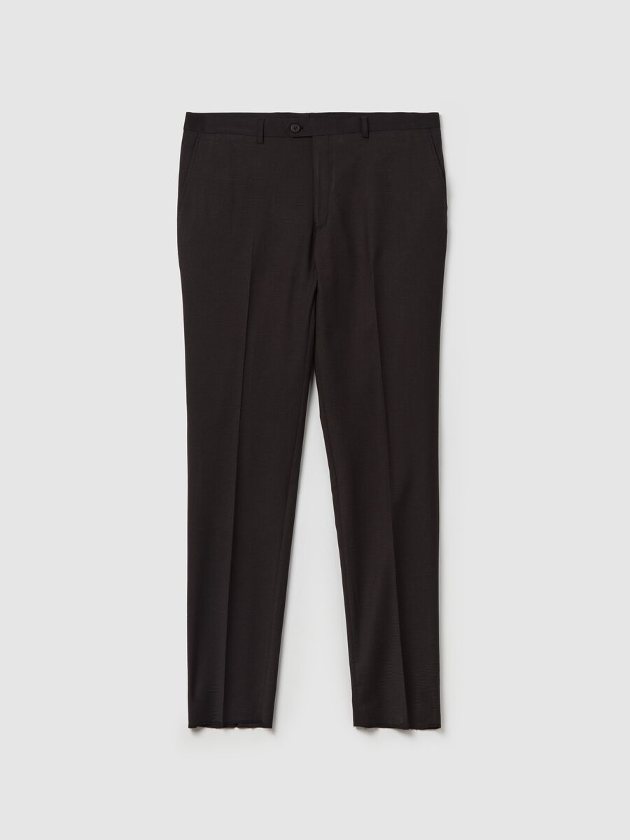 Regular-fit trousers with micro weave_0