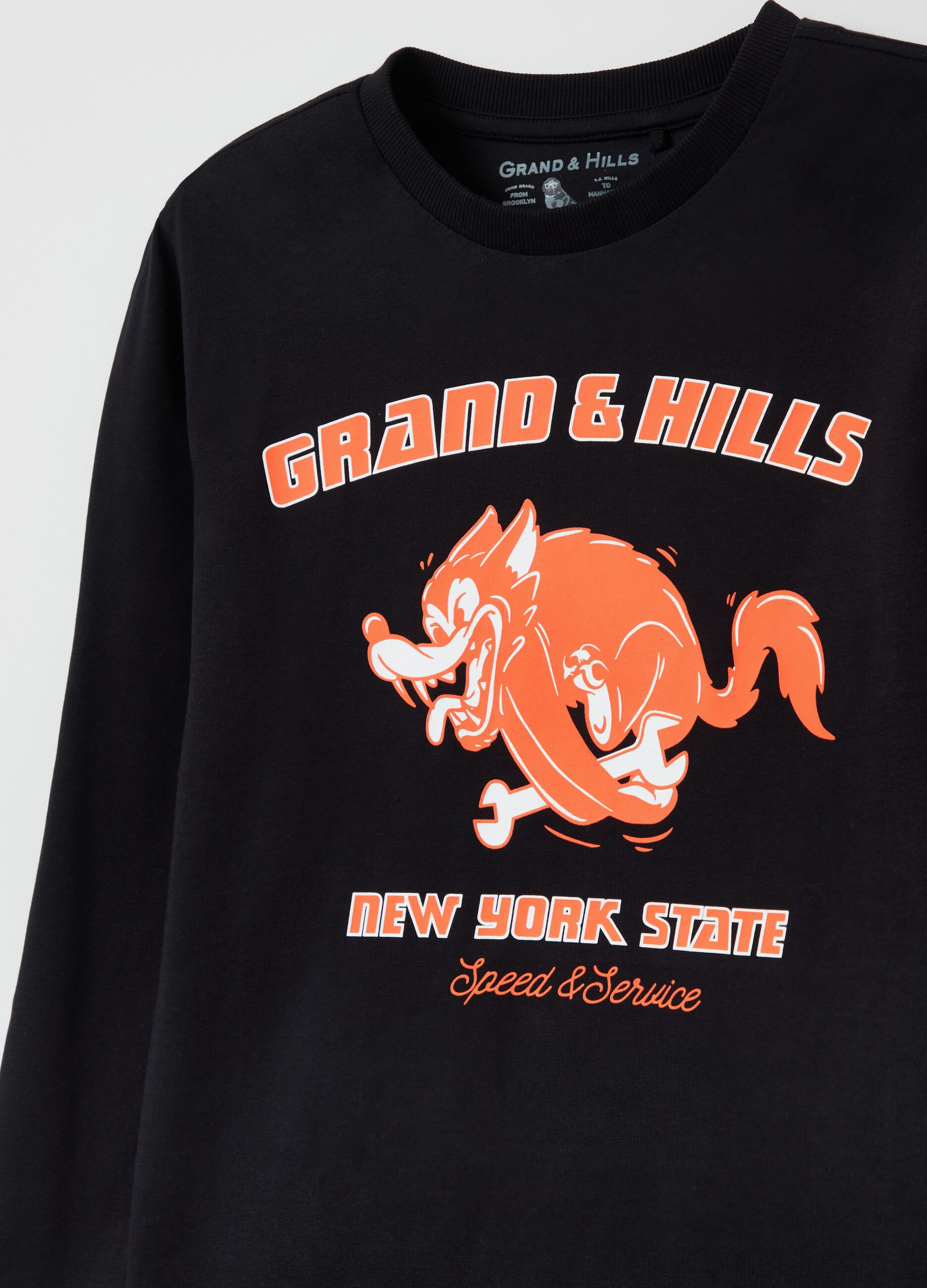 Long-sleeved T-shirt with Grand&Hills print