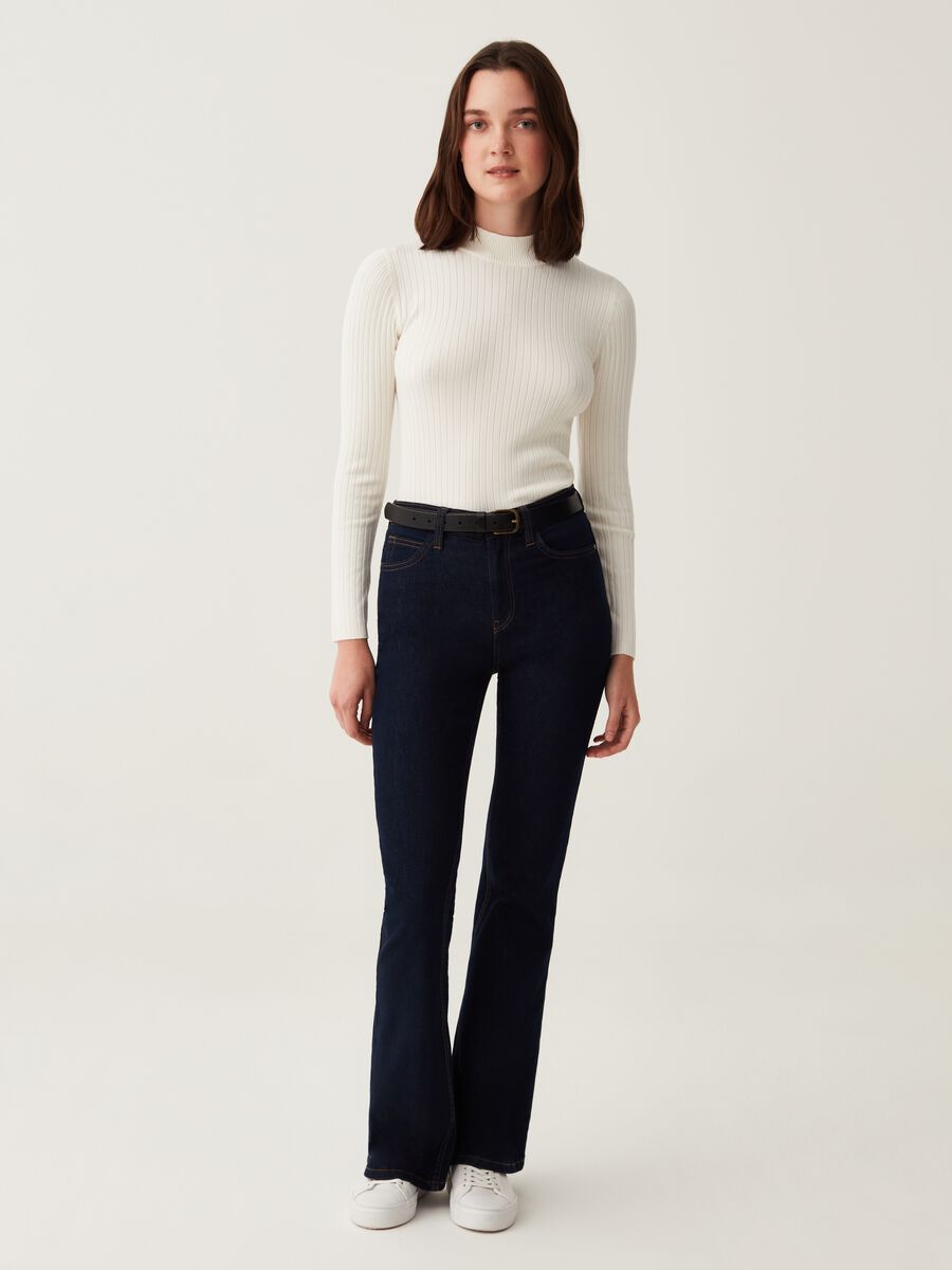 Mock neck pullover with flat ribbing_1