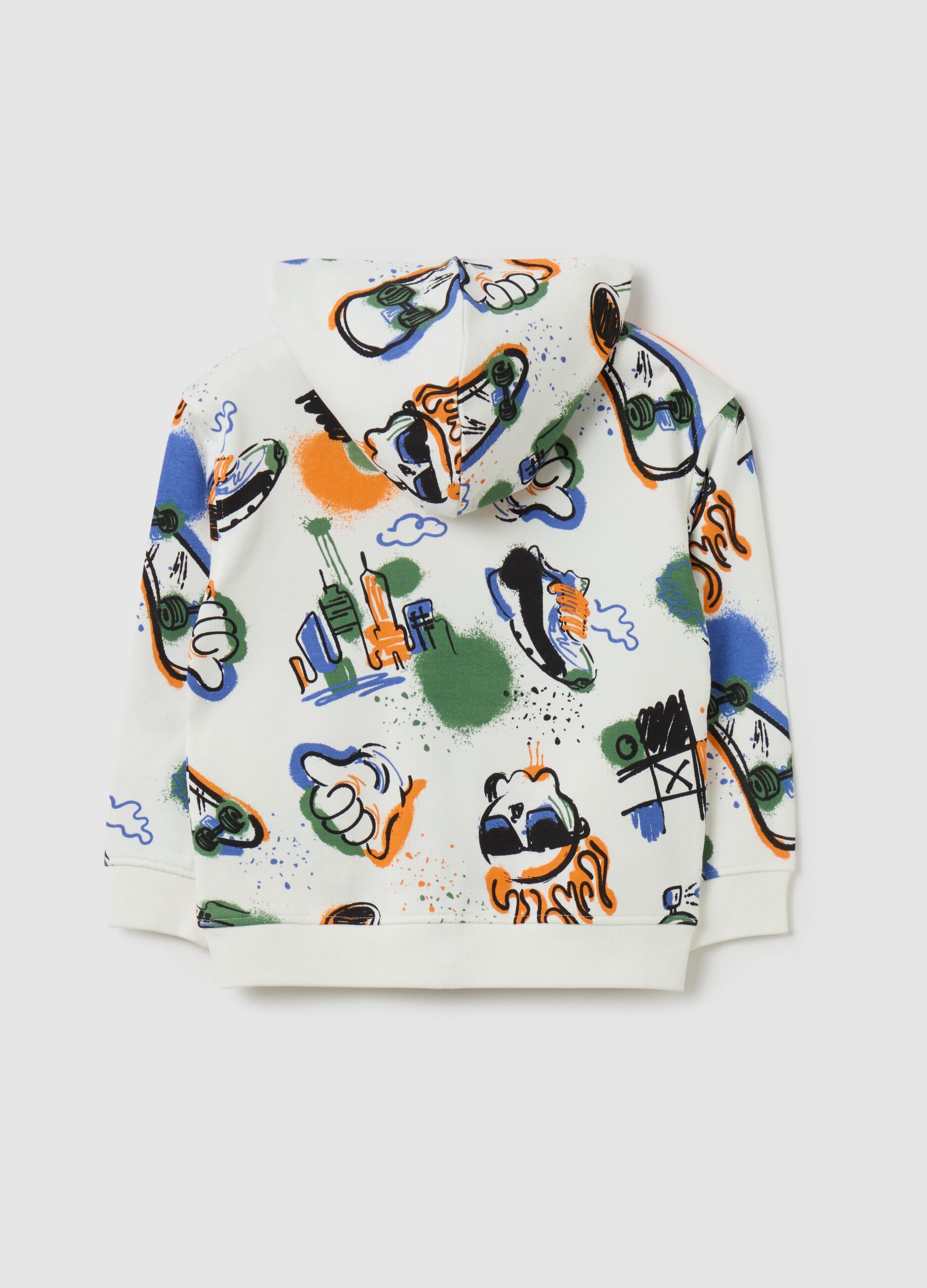 French terry full-zip sweatshirt with print