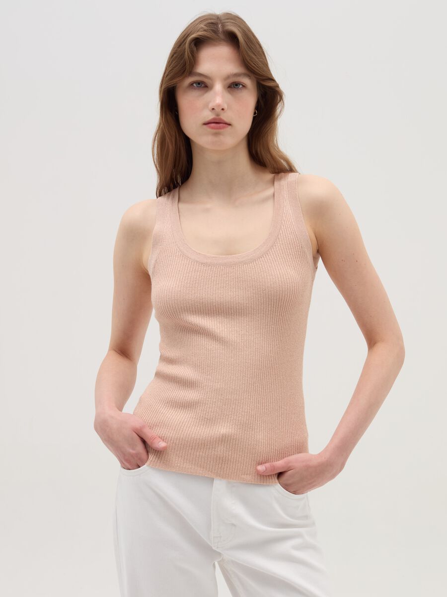 Ribbed tank top with lurex_0