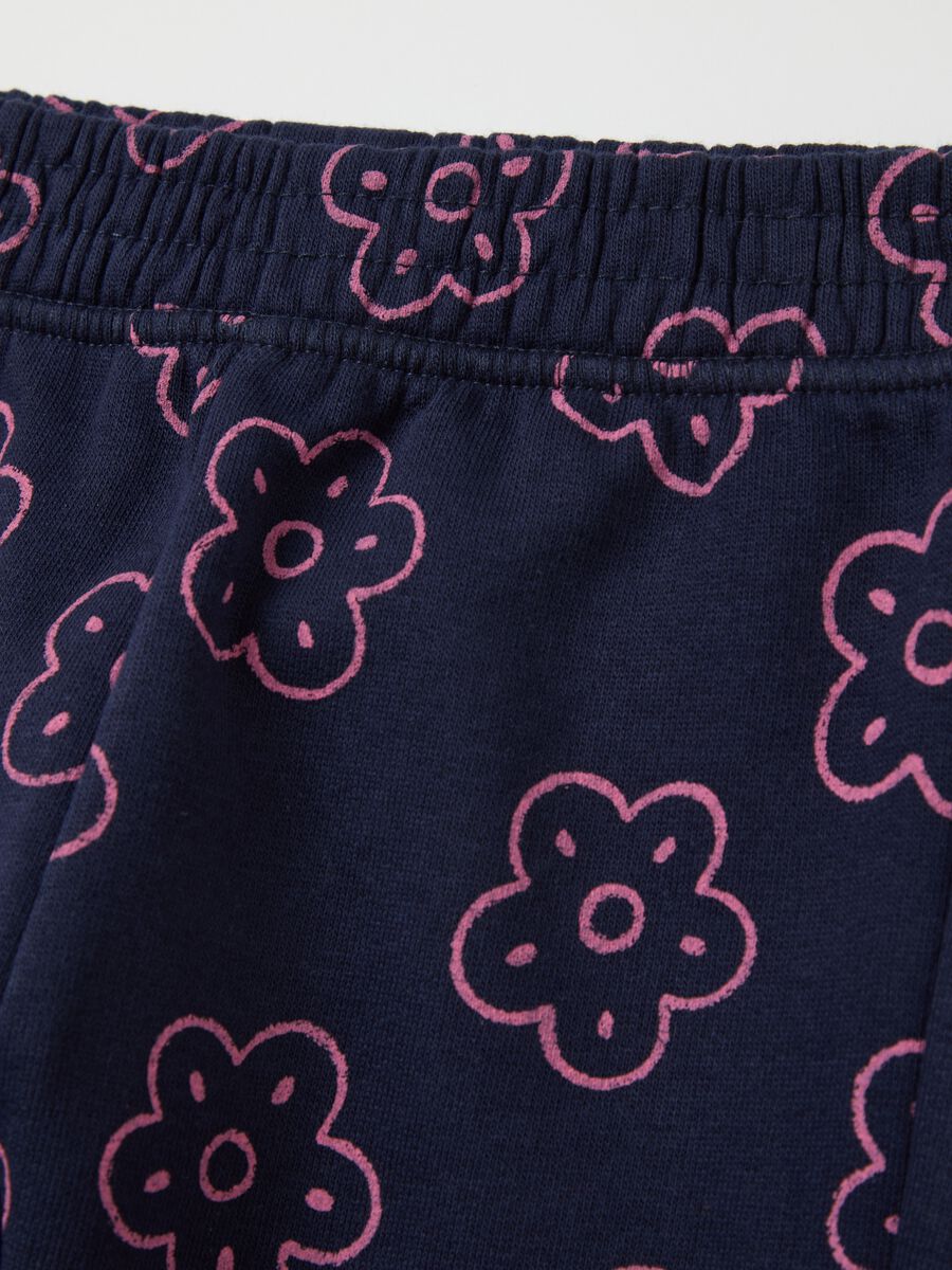 Fleece joggers with flowers print_2