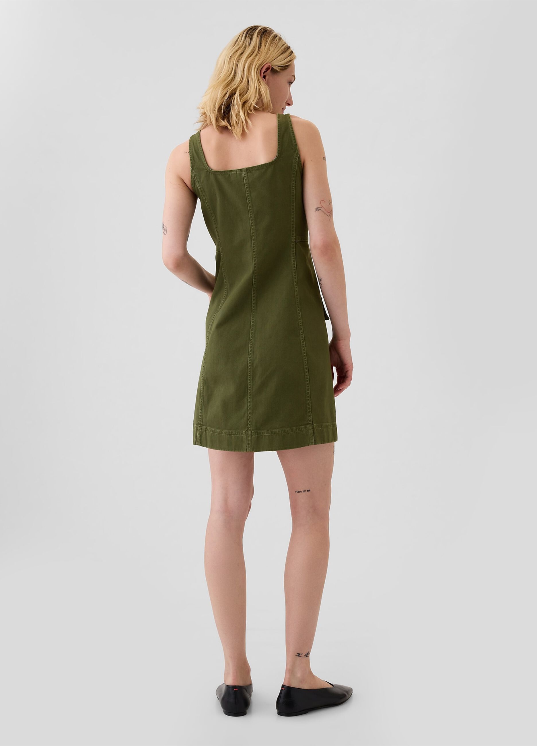 Short utility dress with buttons