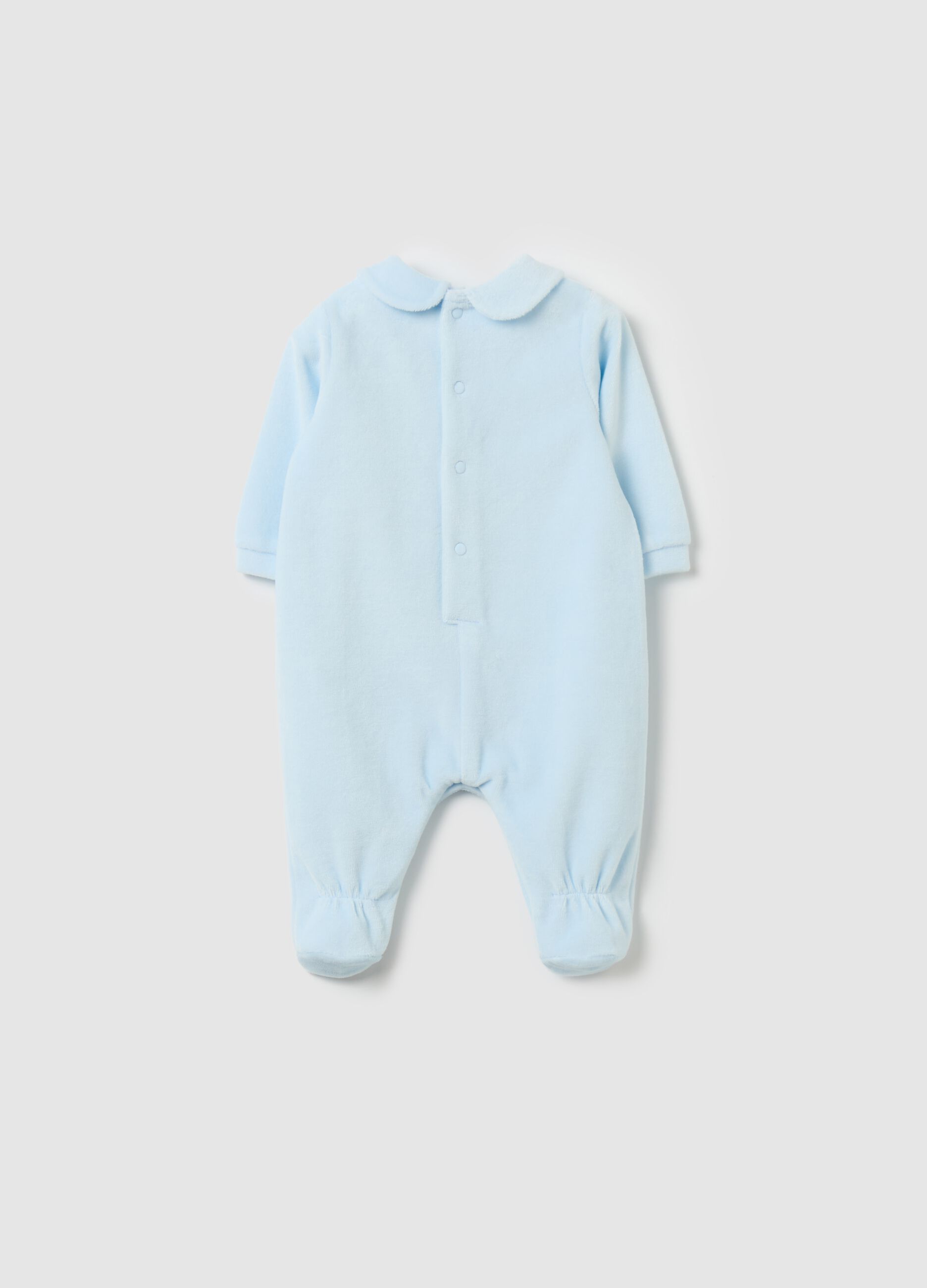 Velour onesie with feet and Mickey Mouse print