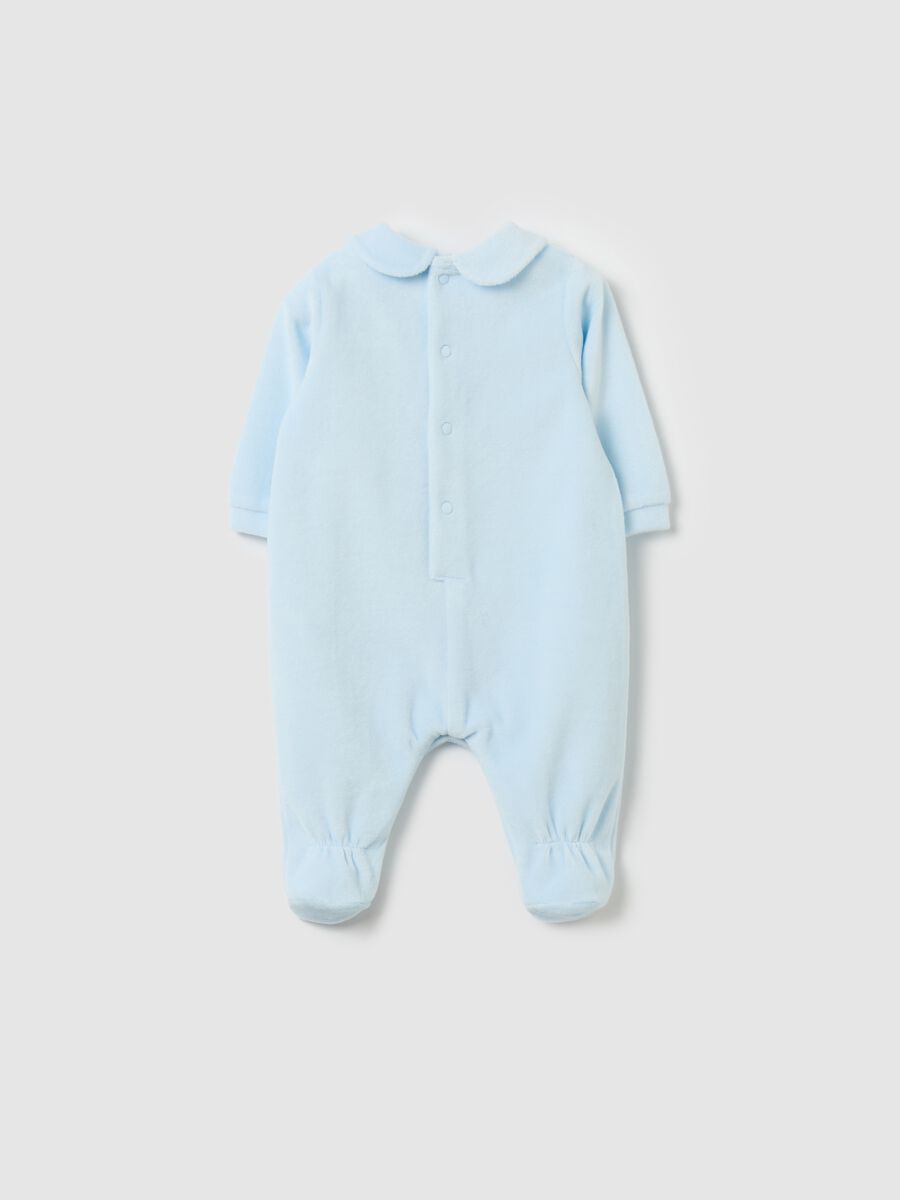 Velour onesie with feet and Mickey Mouse print_1