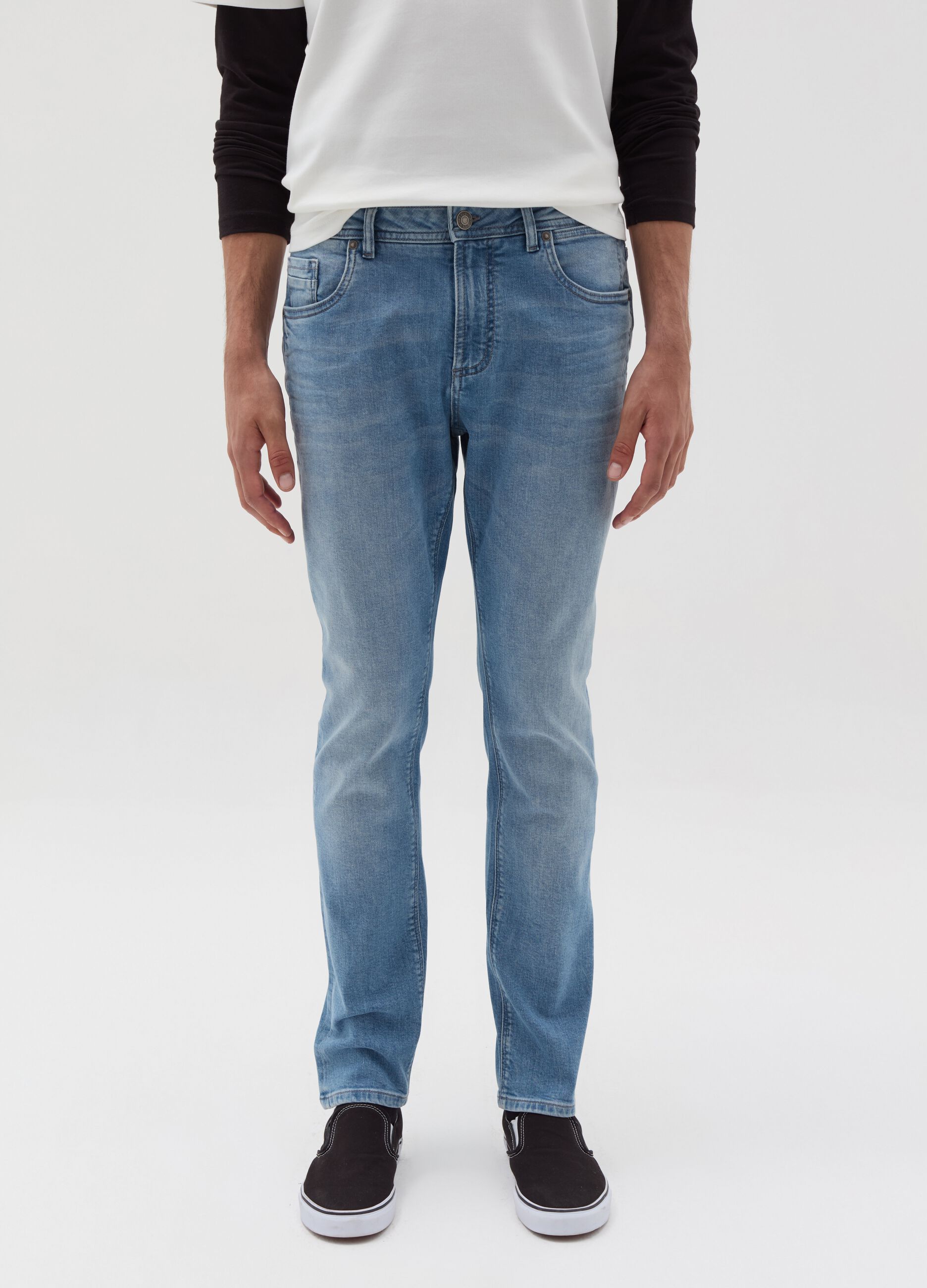 Skinny-fit jeans with fading